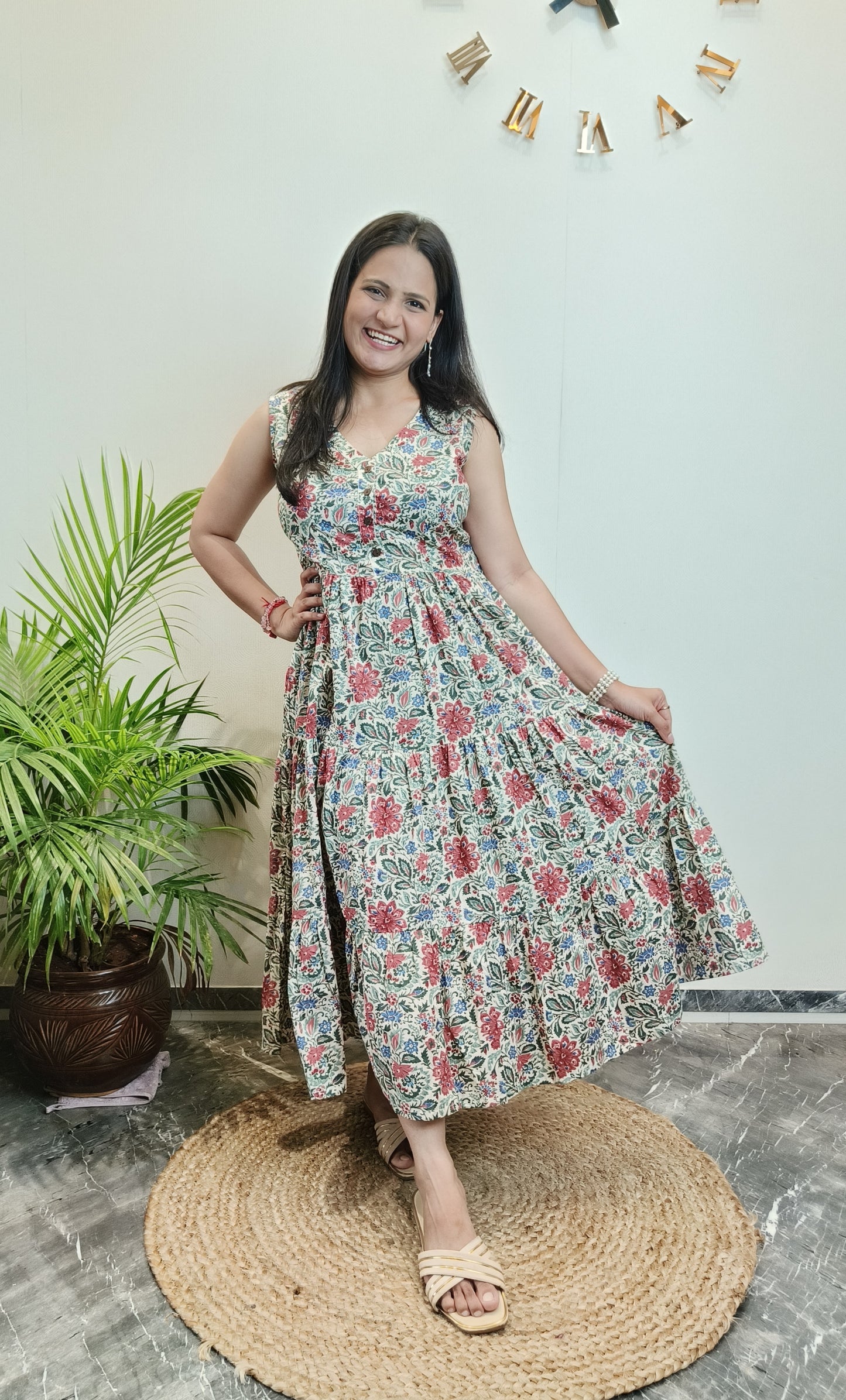 "Nayan" Floral Summer Pure Cotton Dress