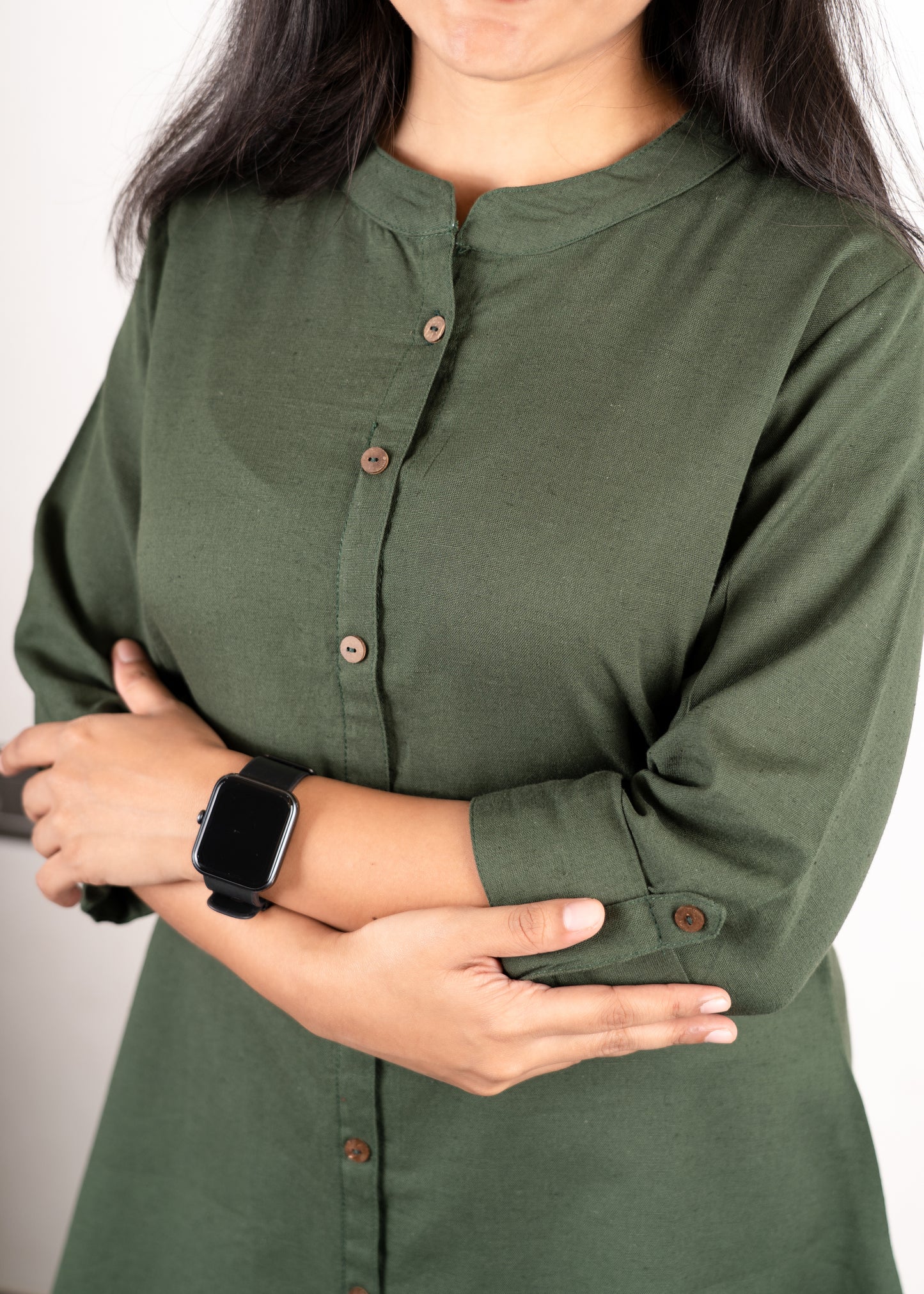 Pine Green Cotton Flex Short Kurta
