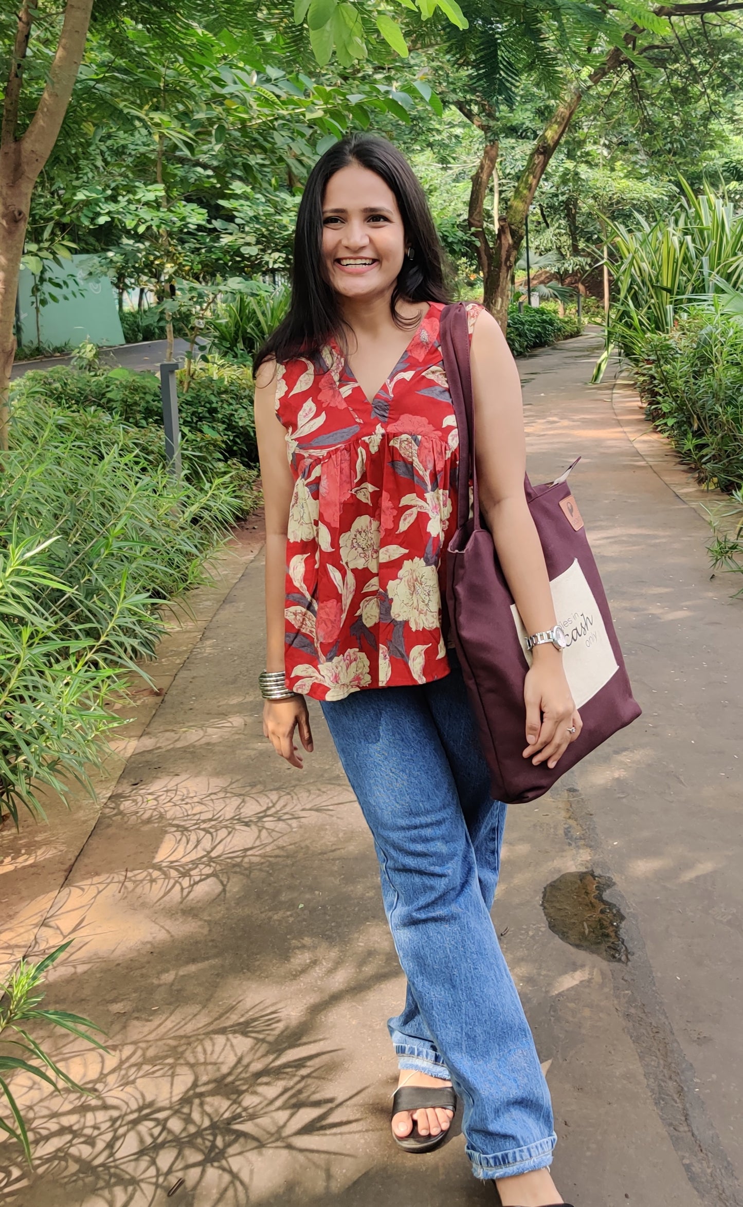 Scarlet Red Floral Alia Top