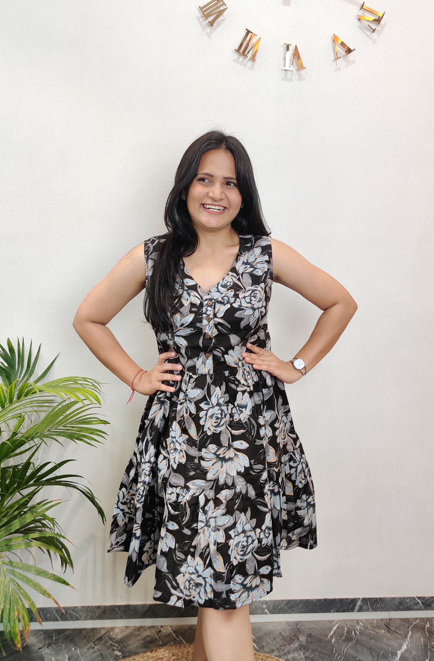 "Seher" Cute Floral Pure Cotton Dress