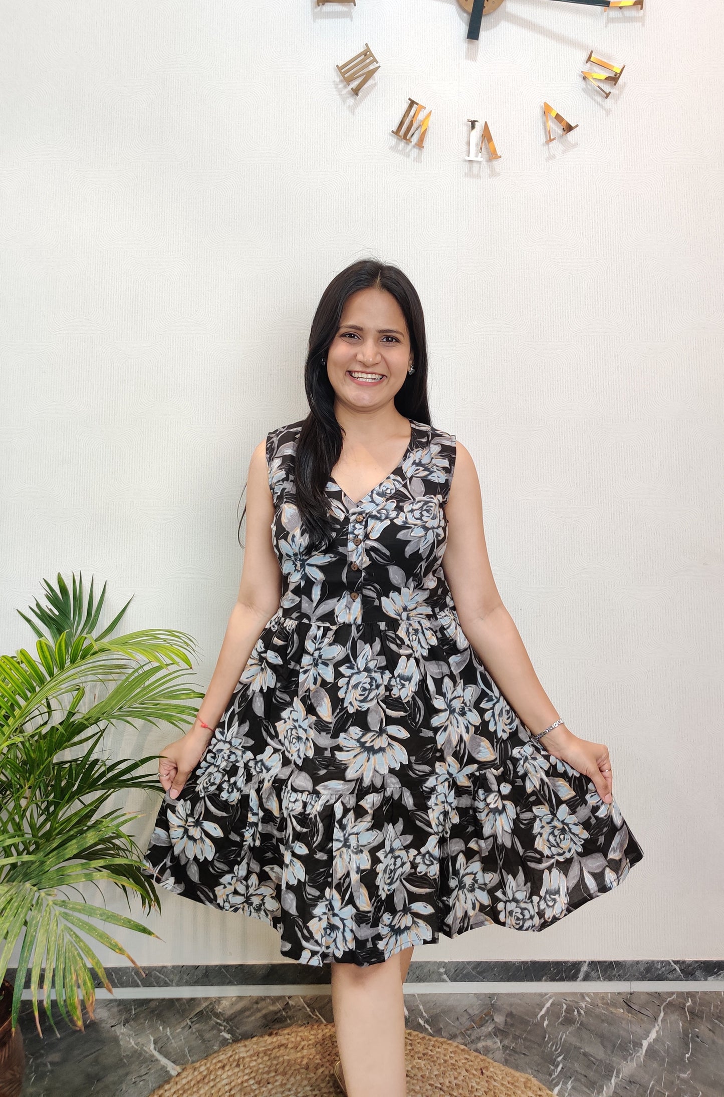 "Seher" Cute Floral Pure Cotton Dress