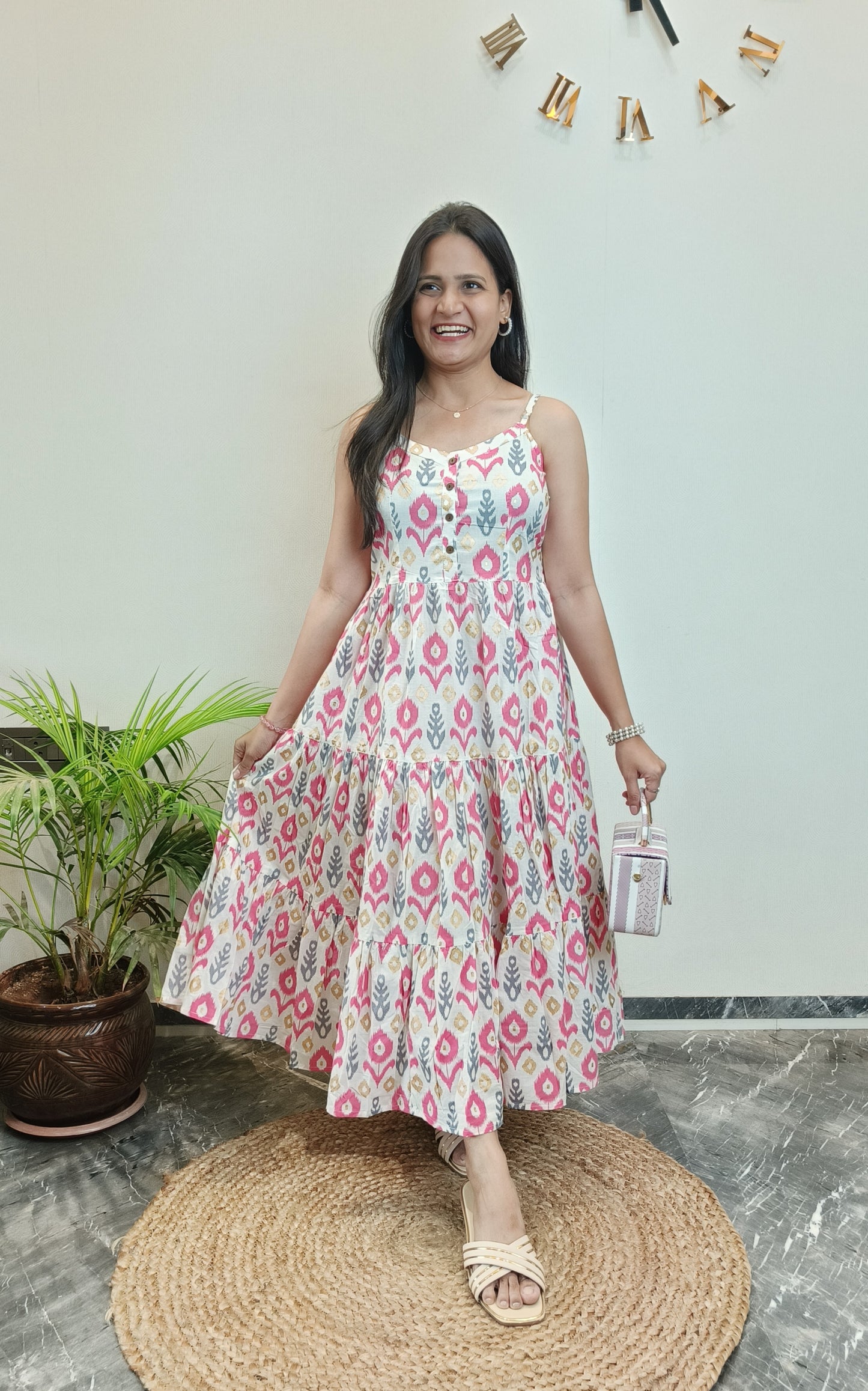 "Tara" Ethnic Motifs Pure Cotton Summer Dress