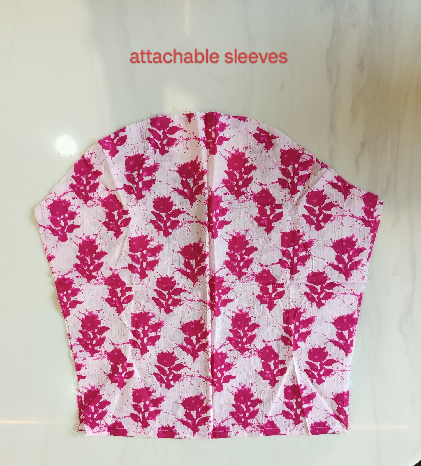 White and pink floral A-line kurta set