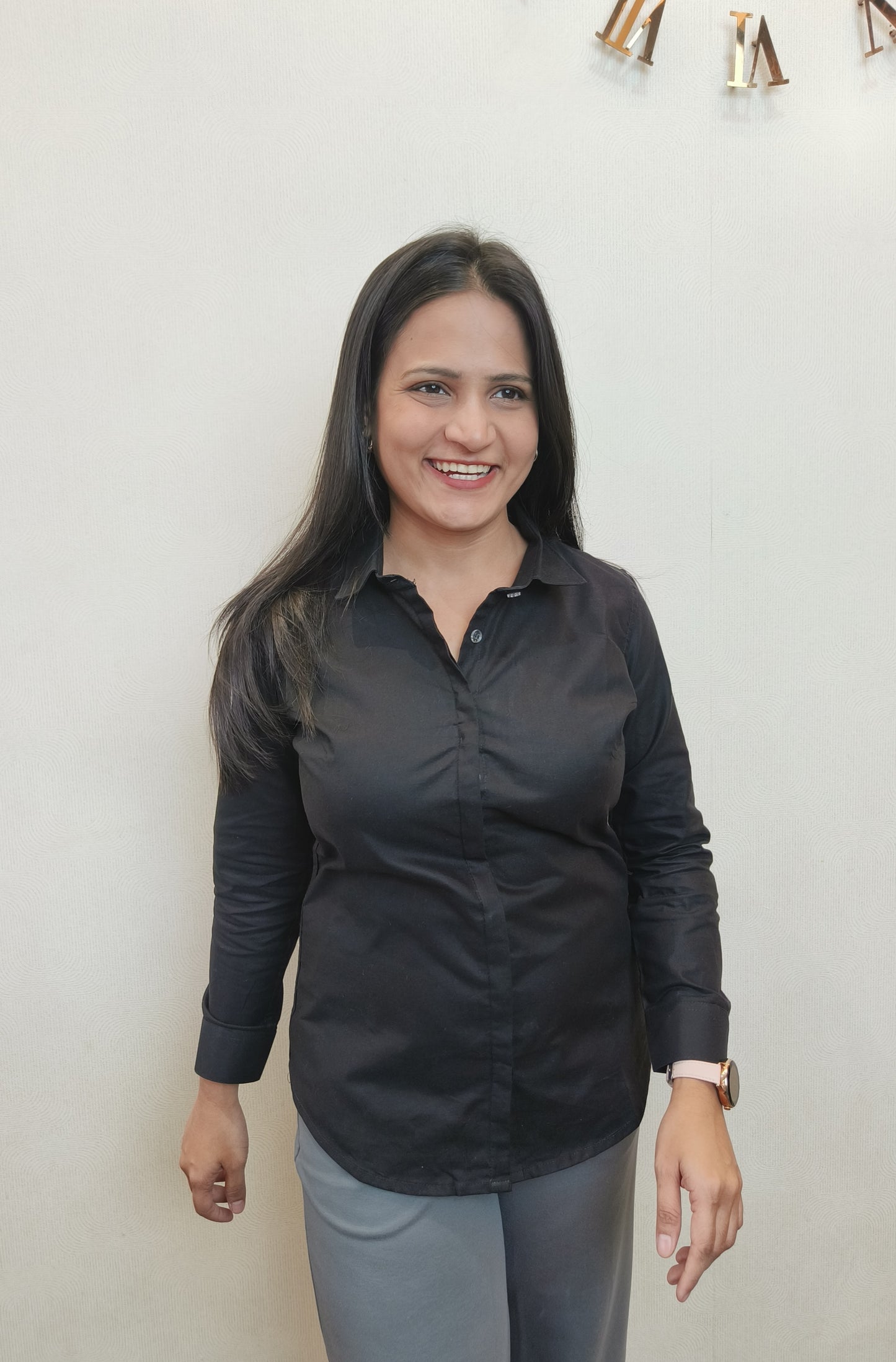 Women's Black Oxford Cotton Formal Shirt