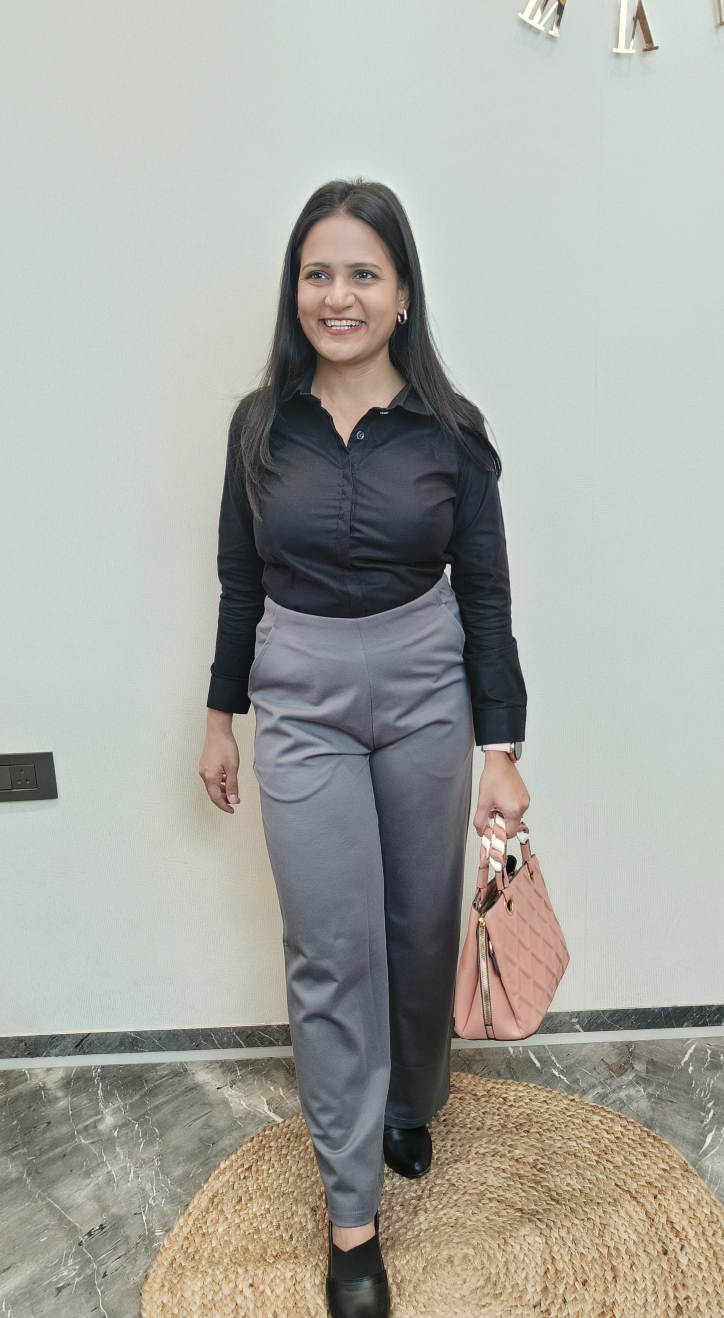Women's Black Oxford Cotton Formal Shirt