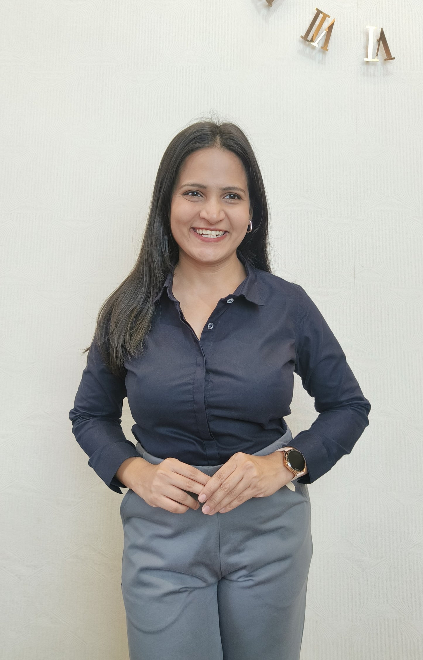 Women's Navy Blue Oxford Cotton Formal Shirt