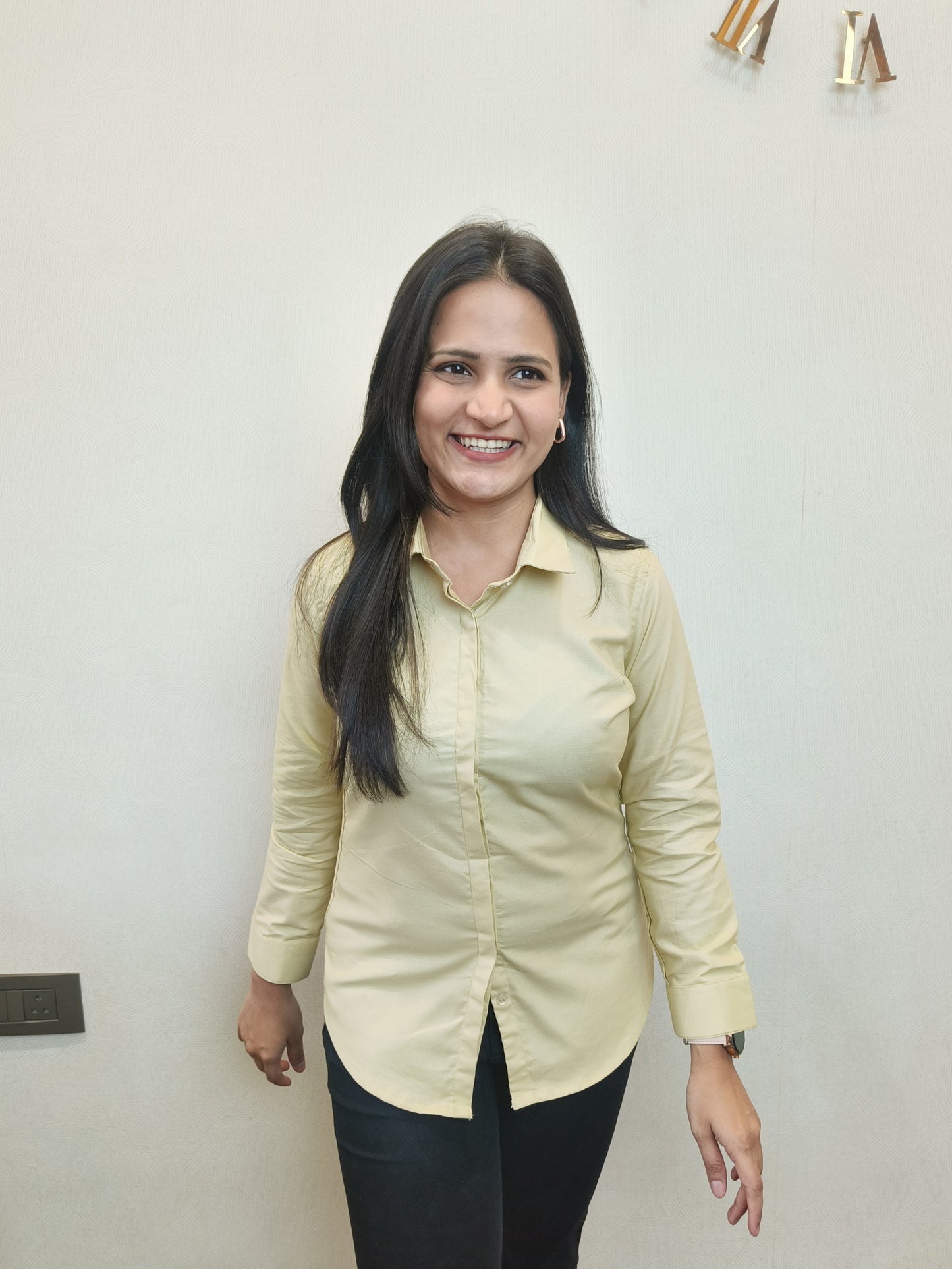 Women's Pale Yellow Oxford Cotton Formal Shirt