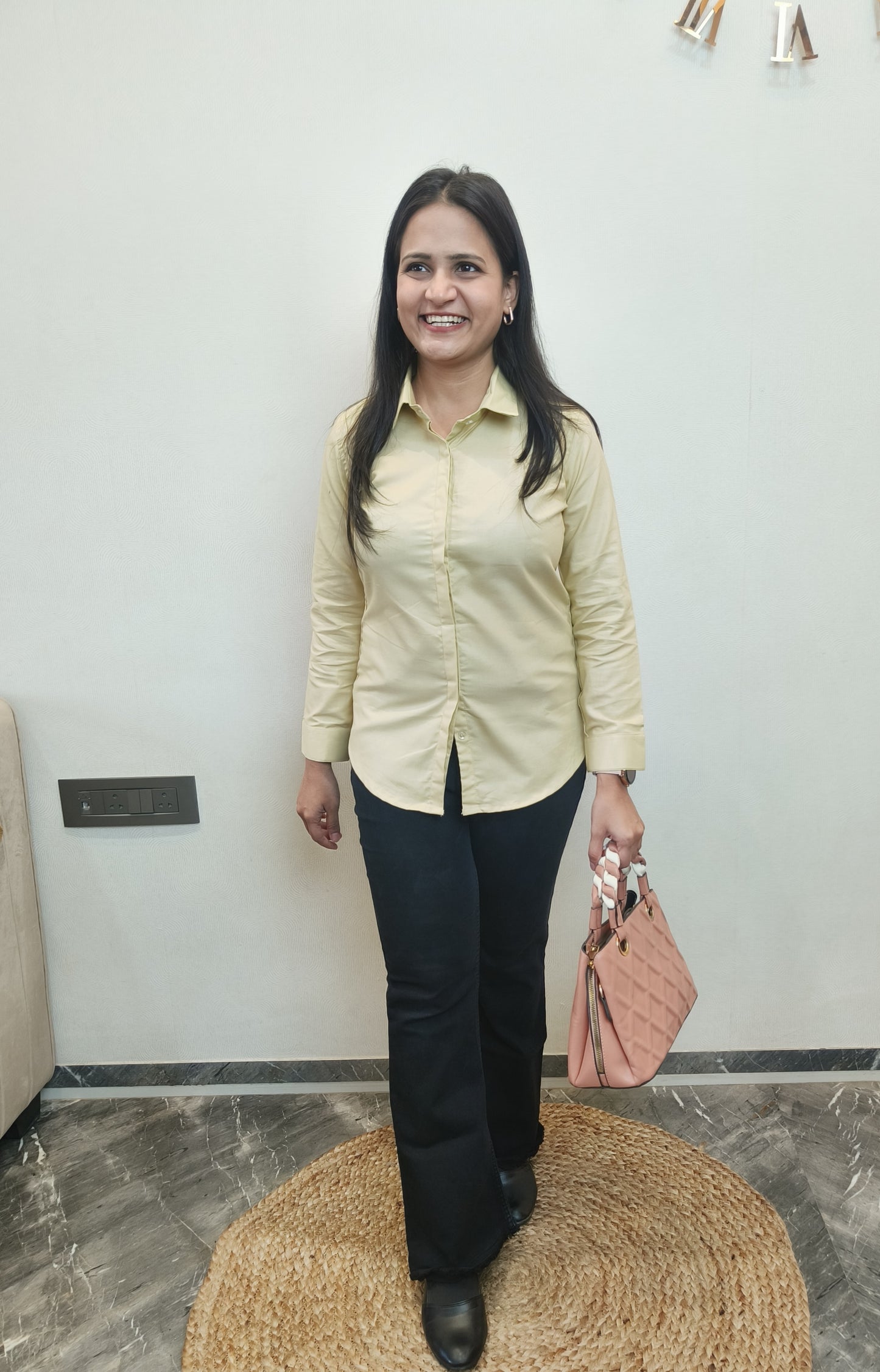 Women's Pale Yellow Oxford Cotton Formal Shirt
