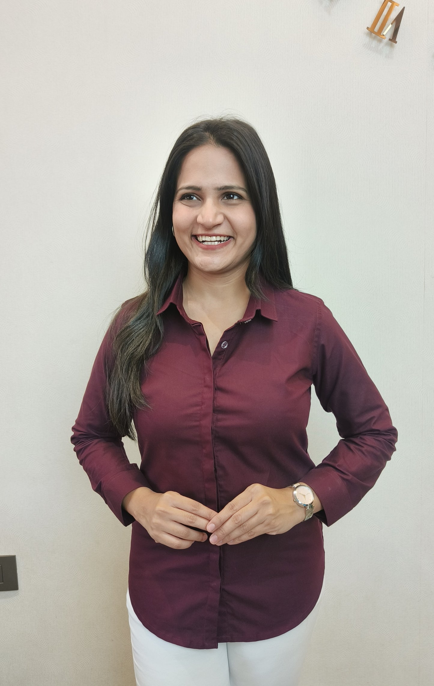Women's Wine Oxford Cotton Formal Shirt