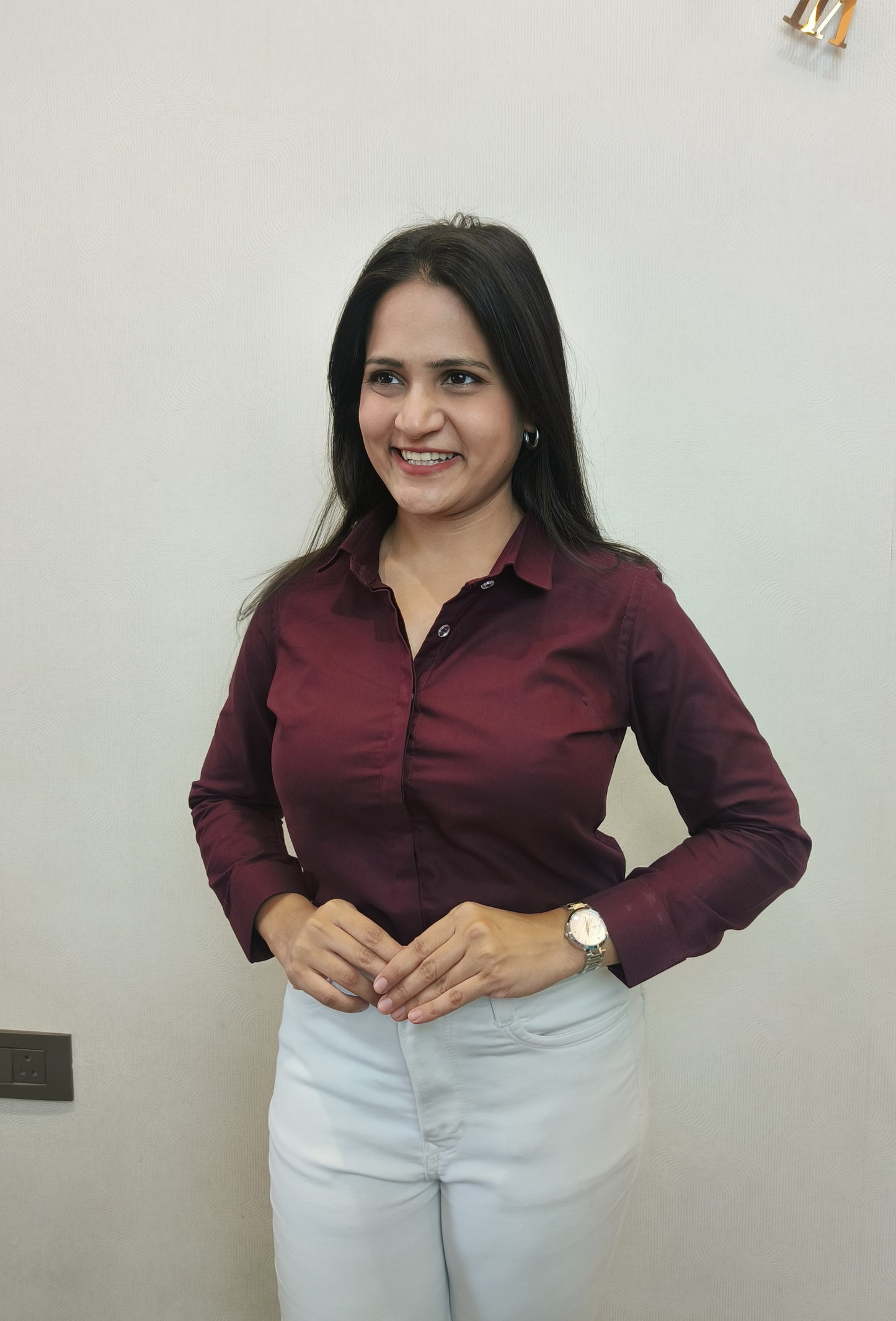 Women's Wine Oxford Cotton Formal Shirt