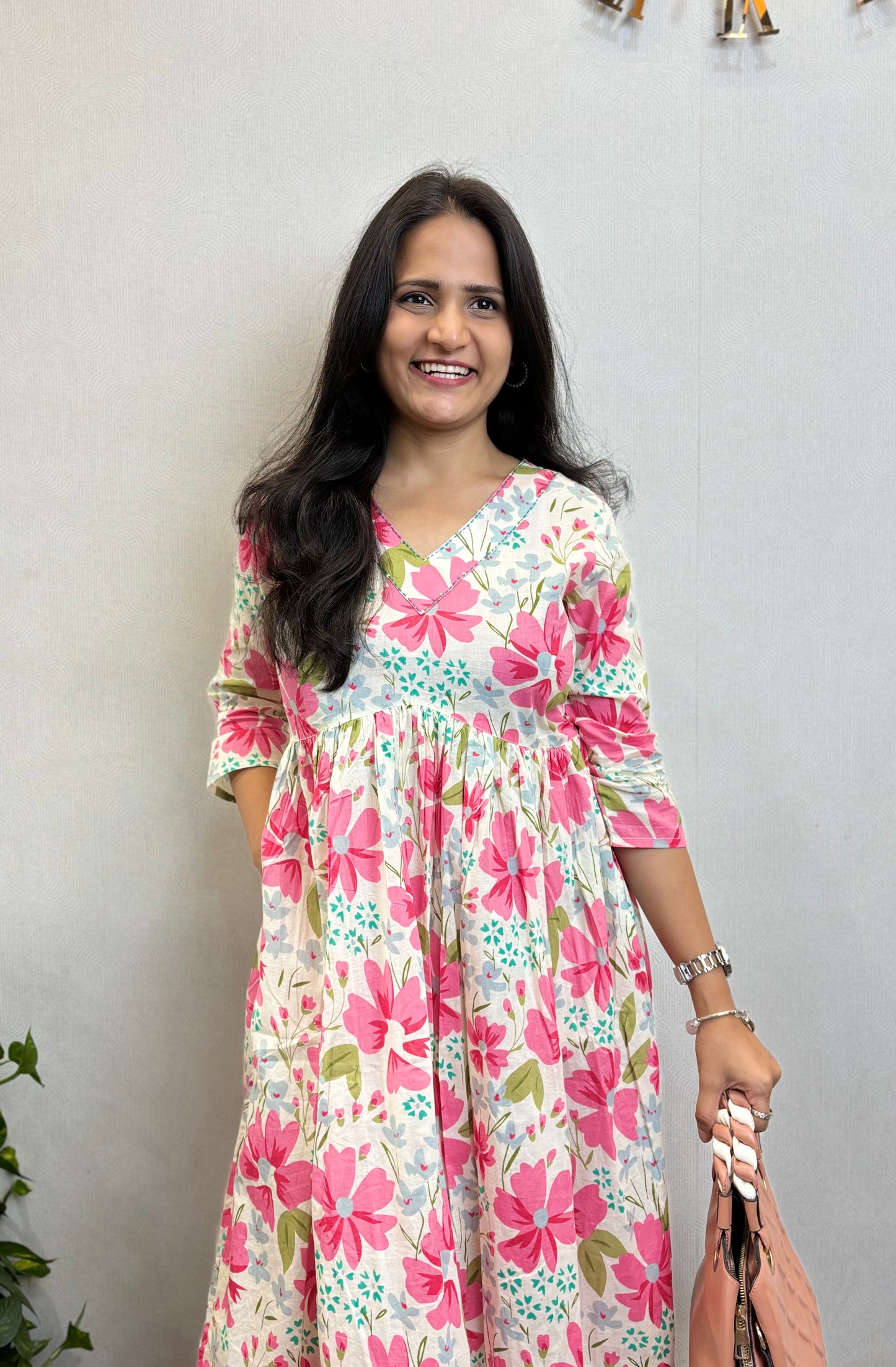 "Zoya" Floral Printed Pure Cotton Kurta cum Dress
