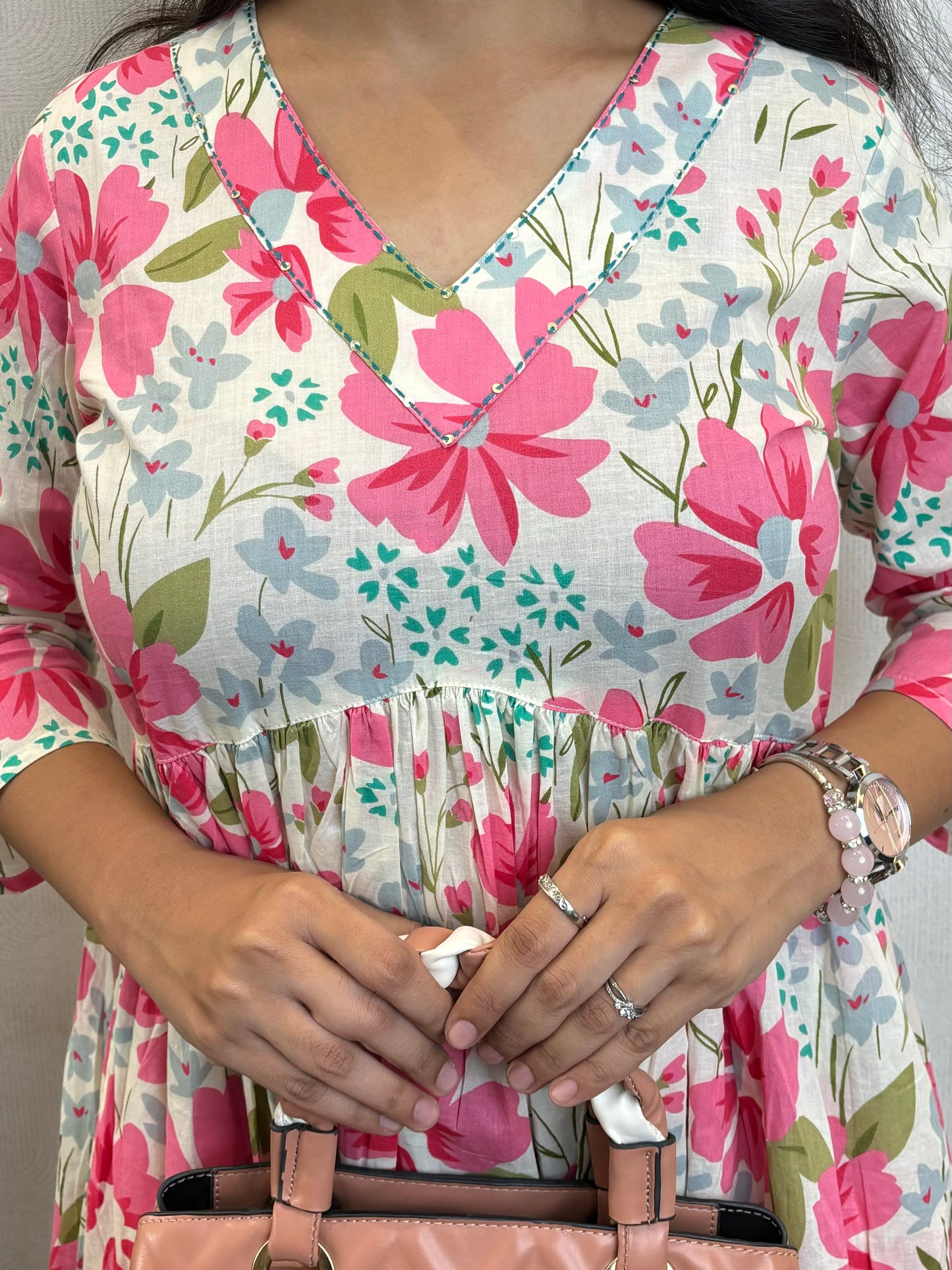 "Zoya" Floral Printed Pure Cotton Kurta cum Dress