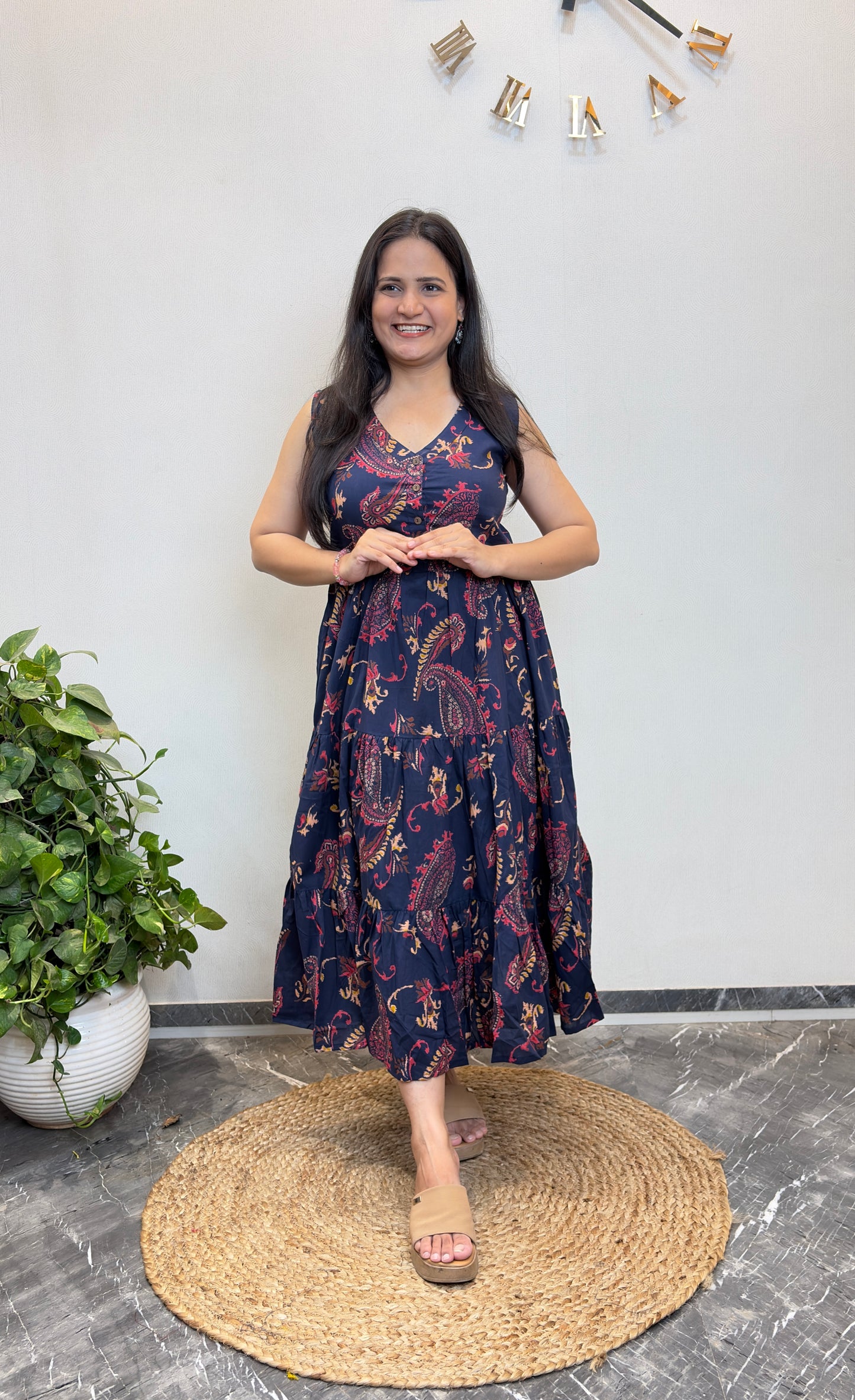 "Amrita" Motifs Print Pure Cotton Summer Dress