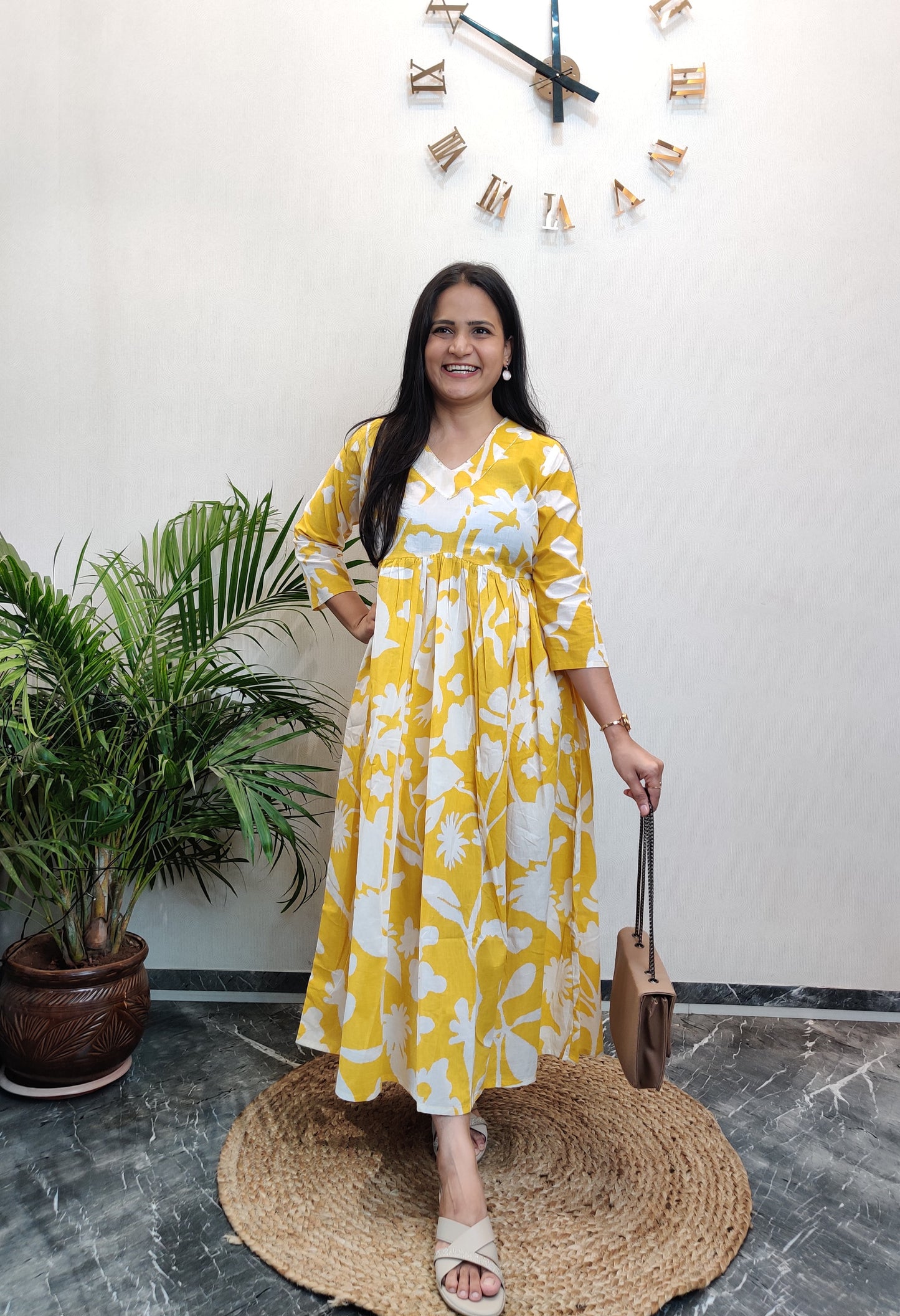 "Anika" Floral Printed Pure Cotton Kurta cum Dress