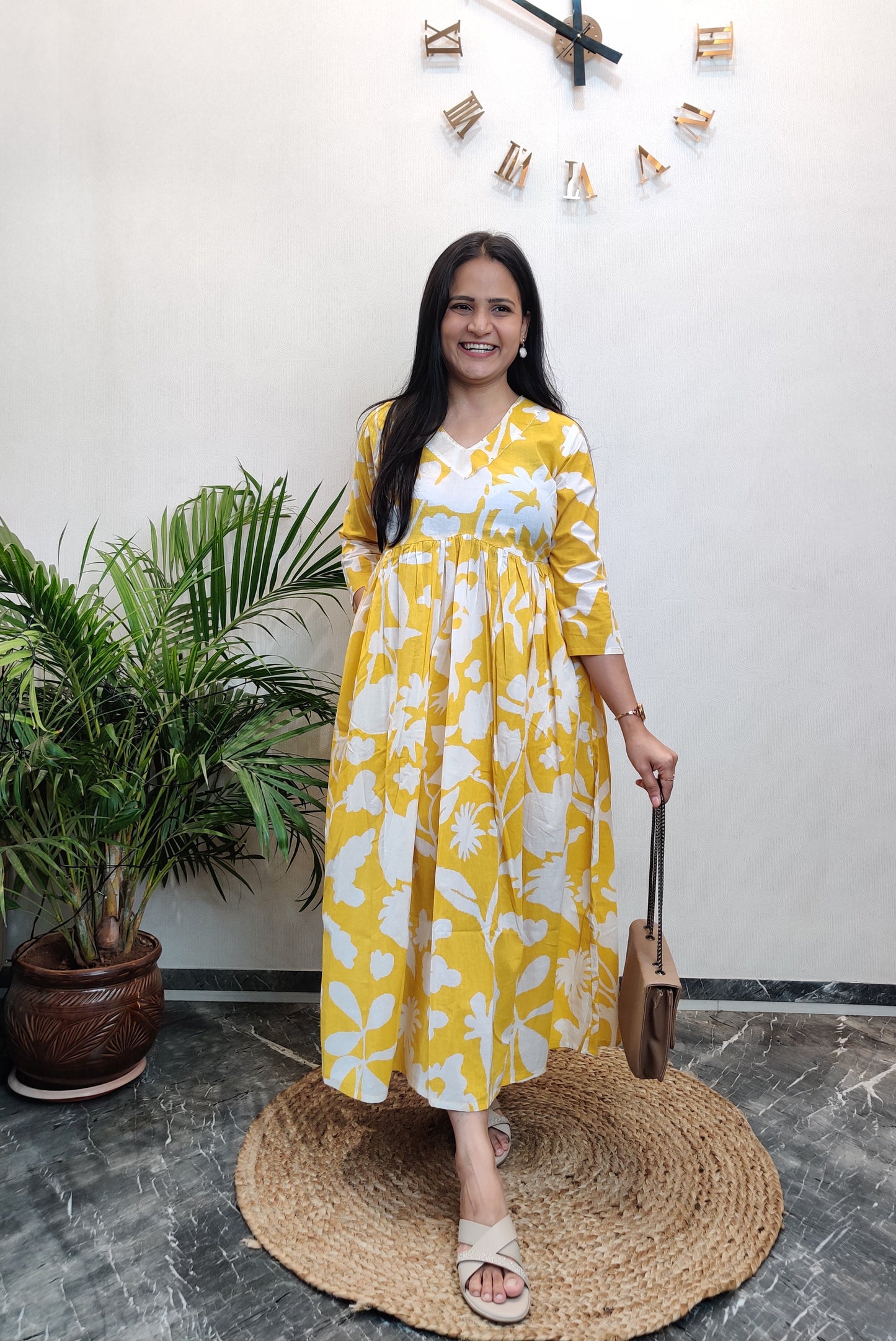 "Anika" Floral Printed Pure Cotton Kurta cum Dress