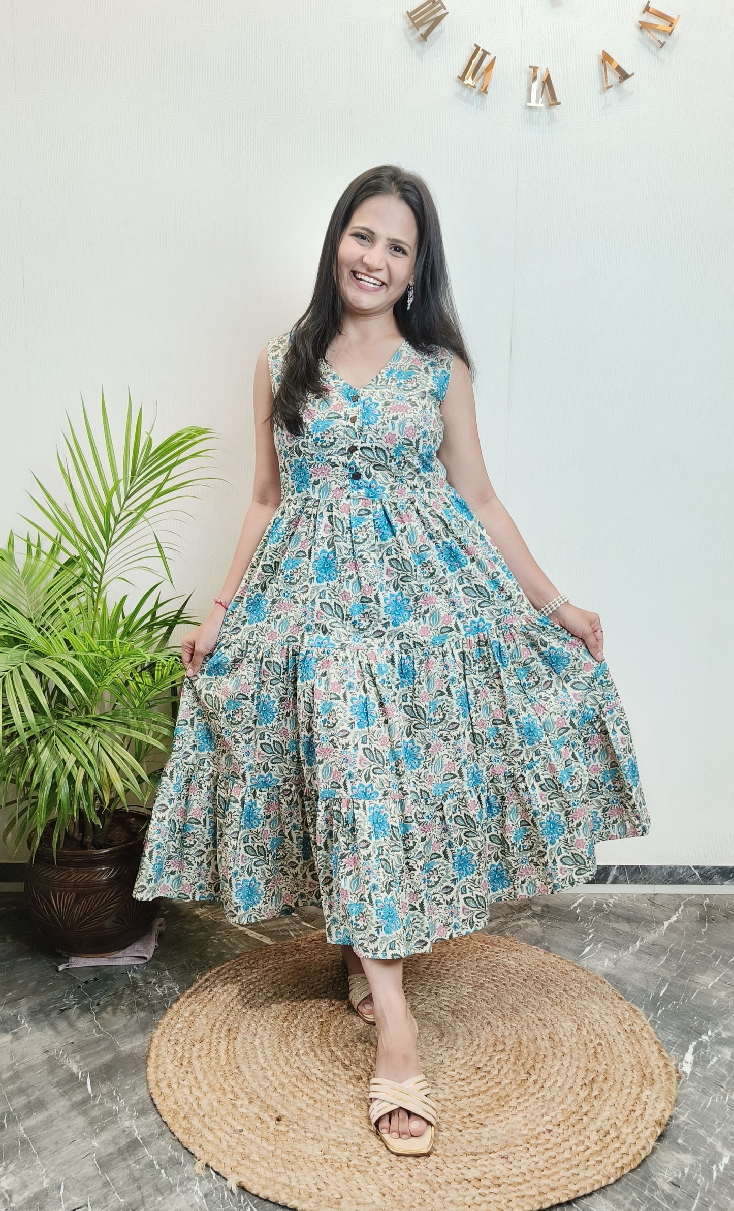 "Avni" Floral Summer Pure Cotton Dress