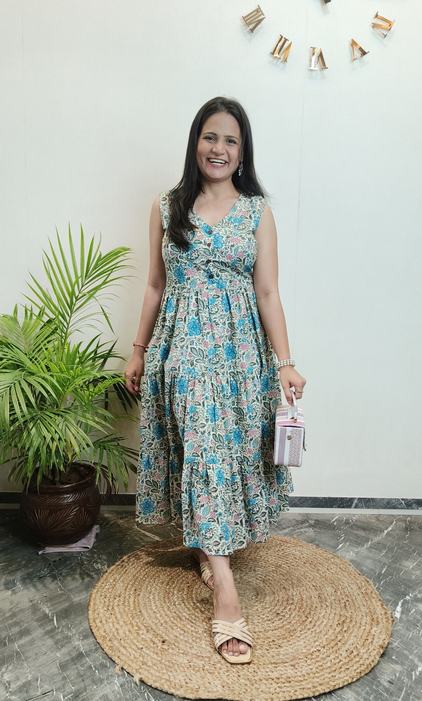 "Avni" Floral Summer Pure Cotton Dress