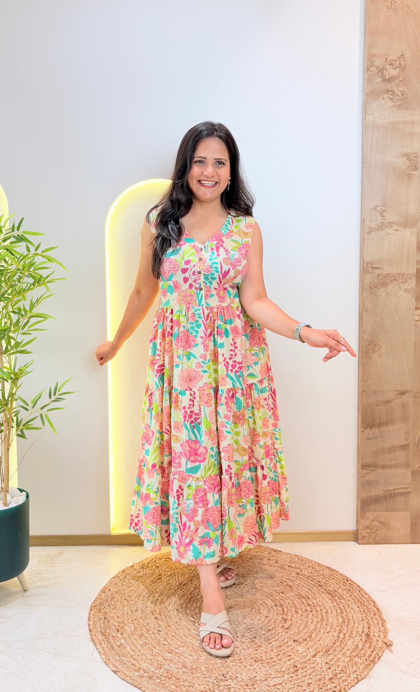 "Bella" Floral Pure Cotton Summer Dress