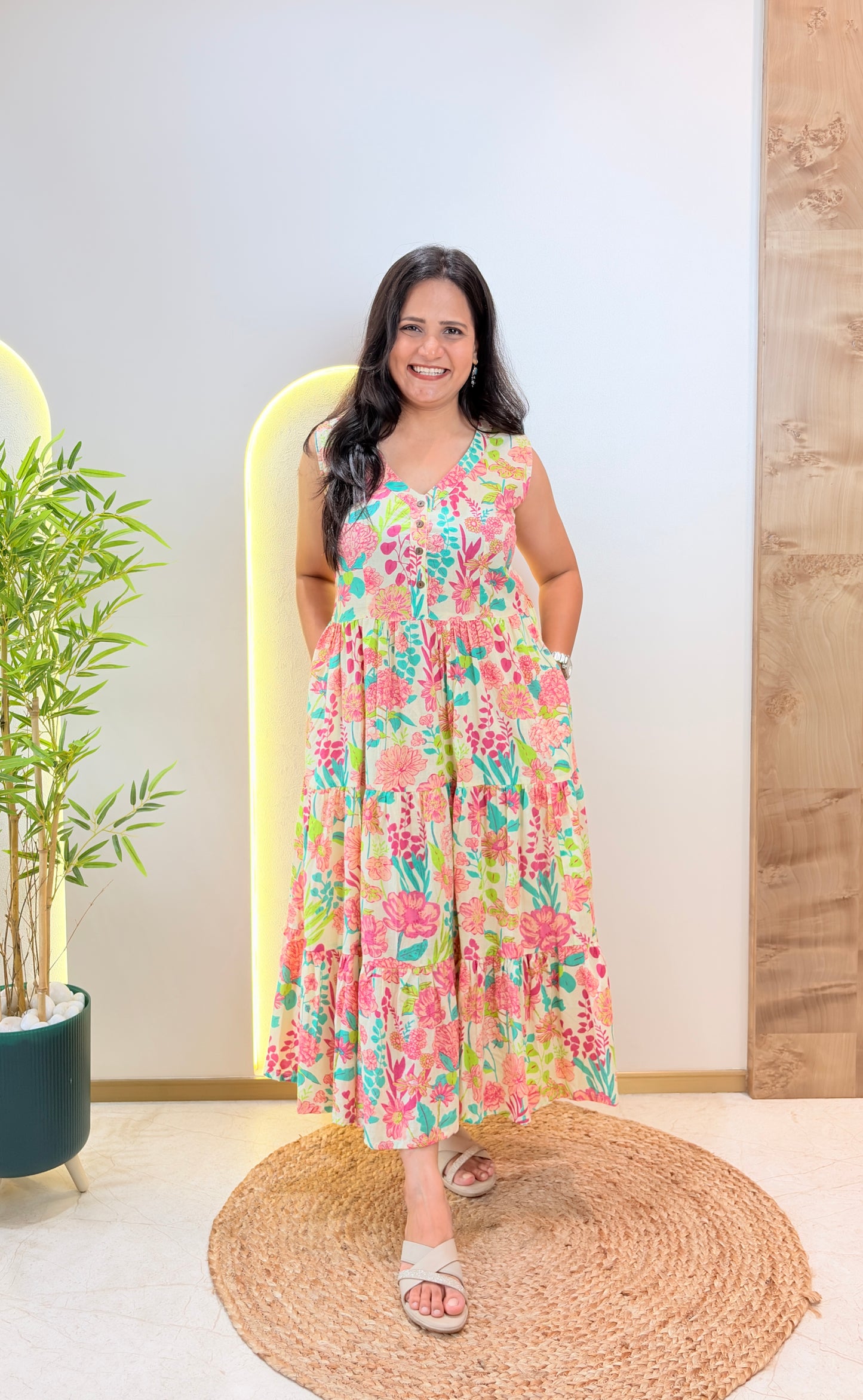 "Bella" Floral Pure Cotton Summer Dress