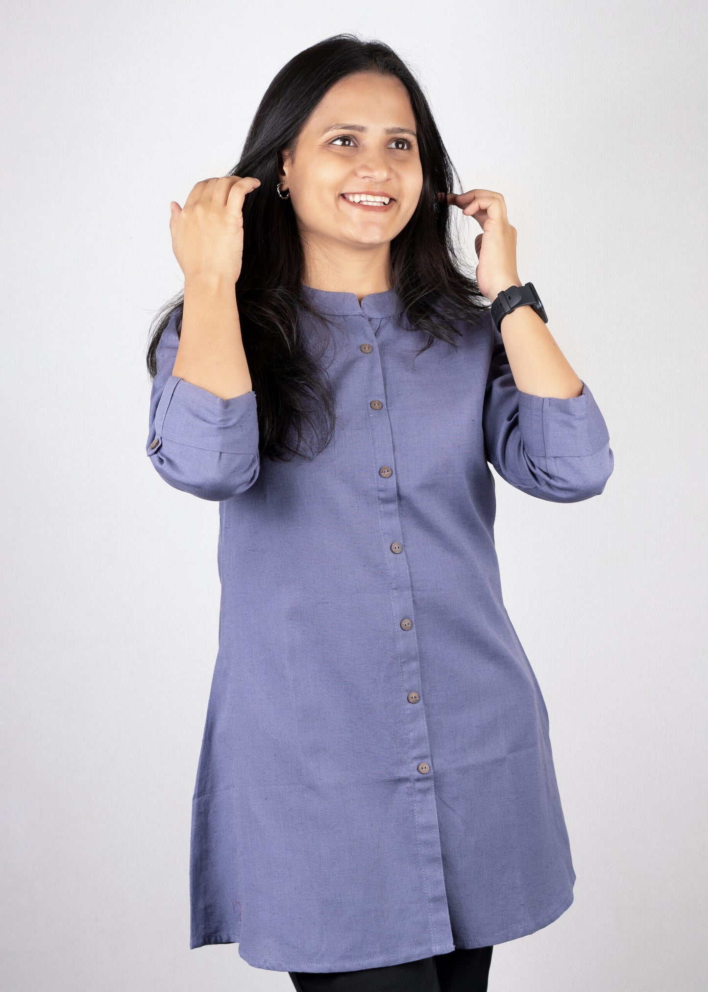 Berry Blue solid colour short kurta