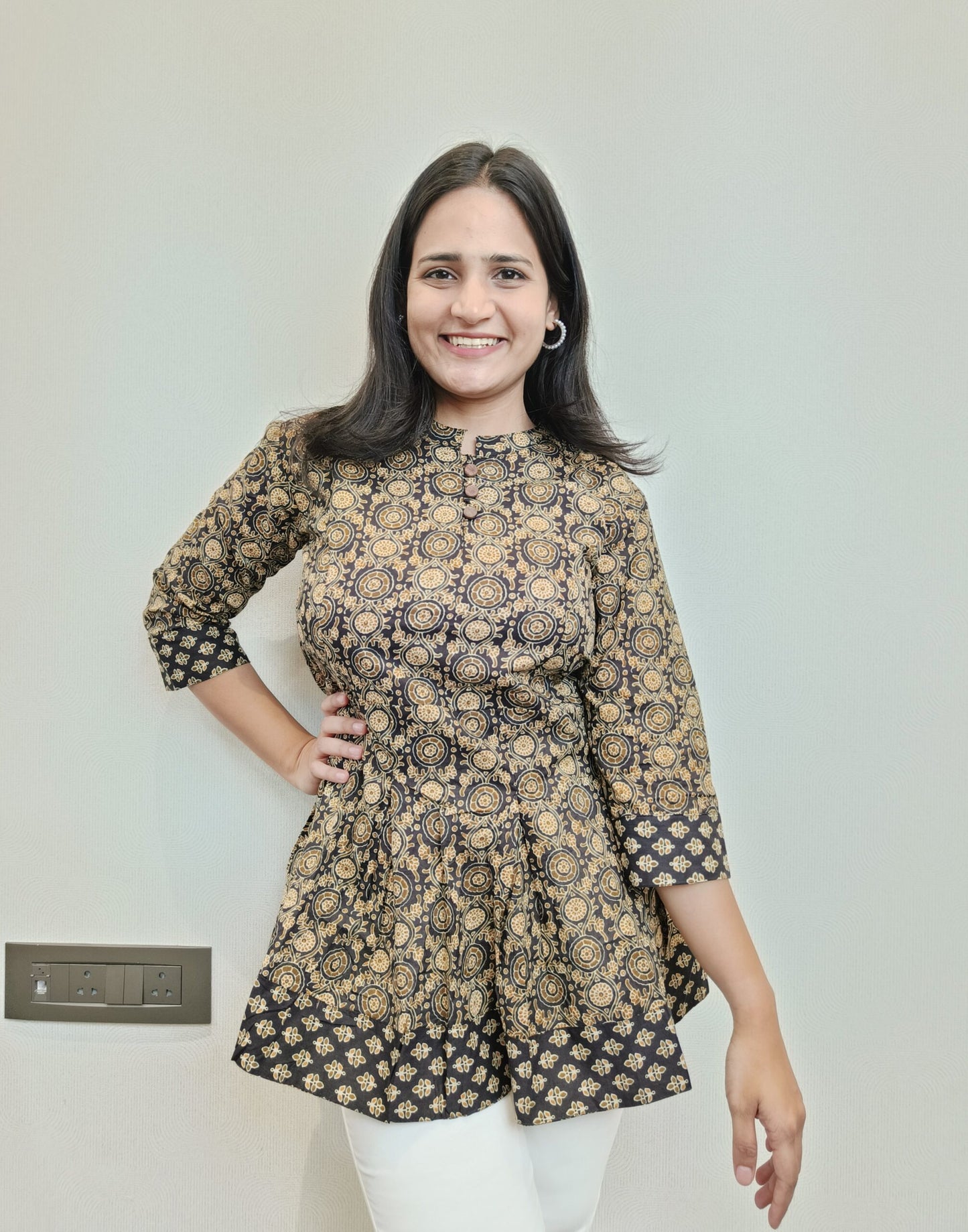 Black Kalamkari Peplum short kurta