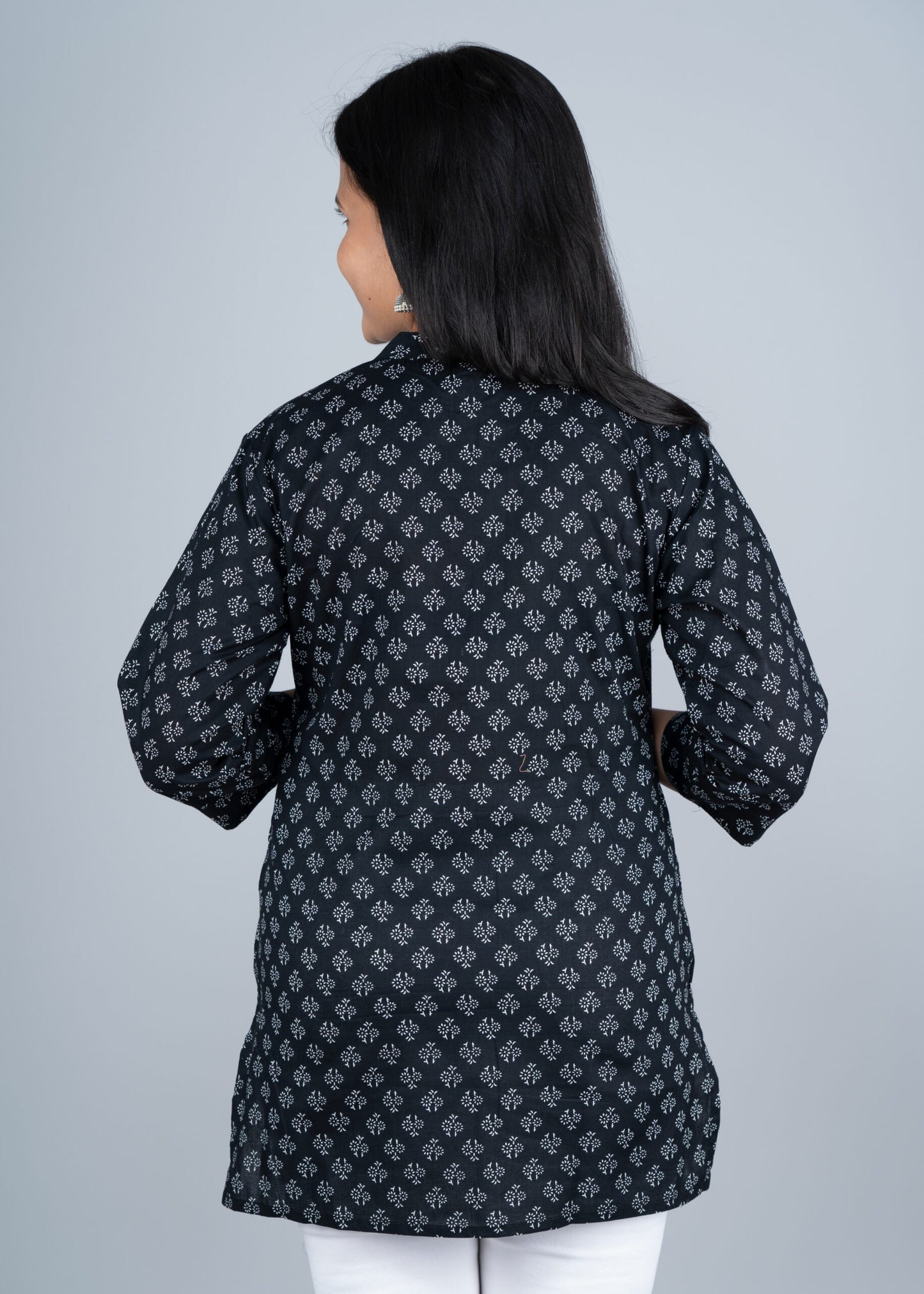 Black motifs pintex short kurta