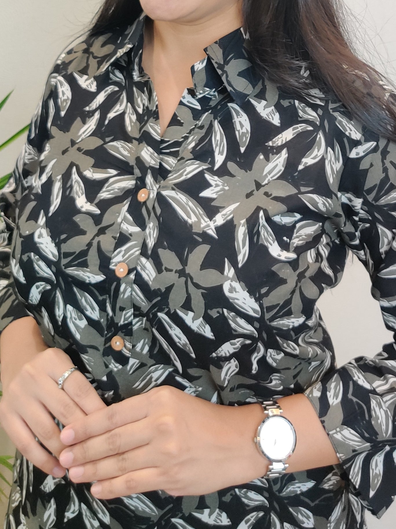 Black Leaf Print Co-ord Set