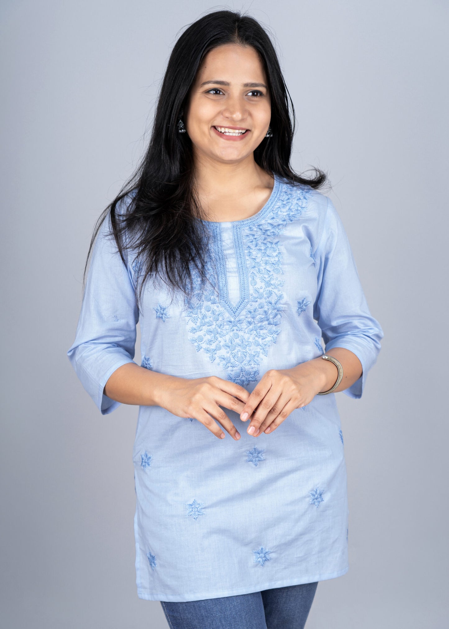 Blue Haze Chikankari Short Kurta