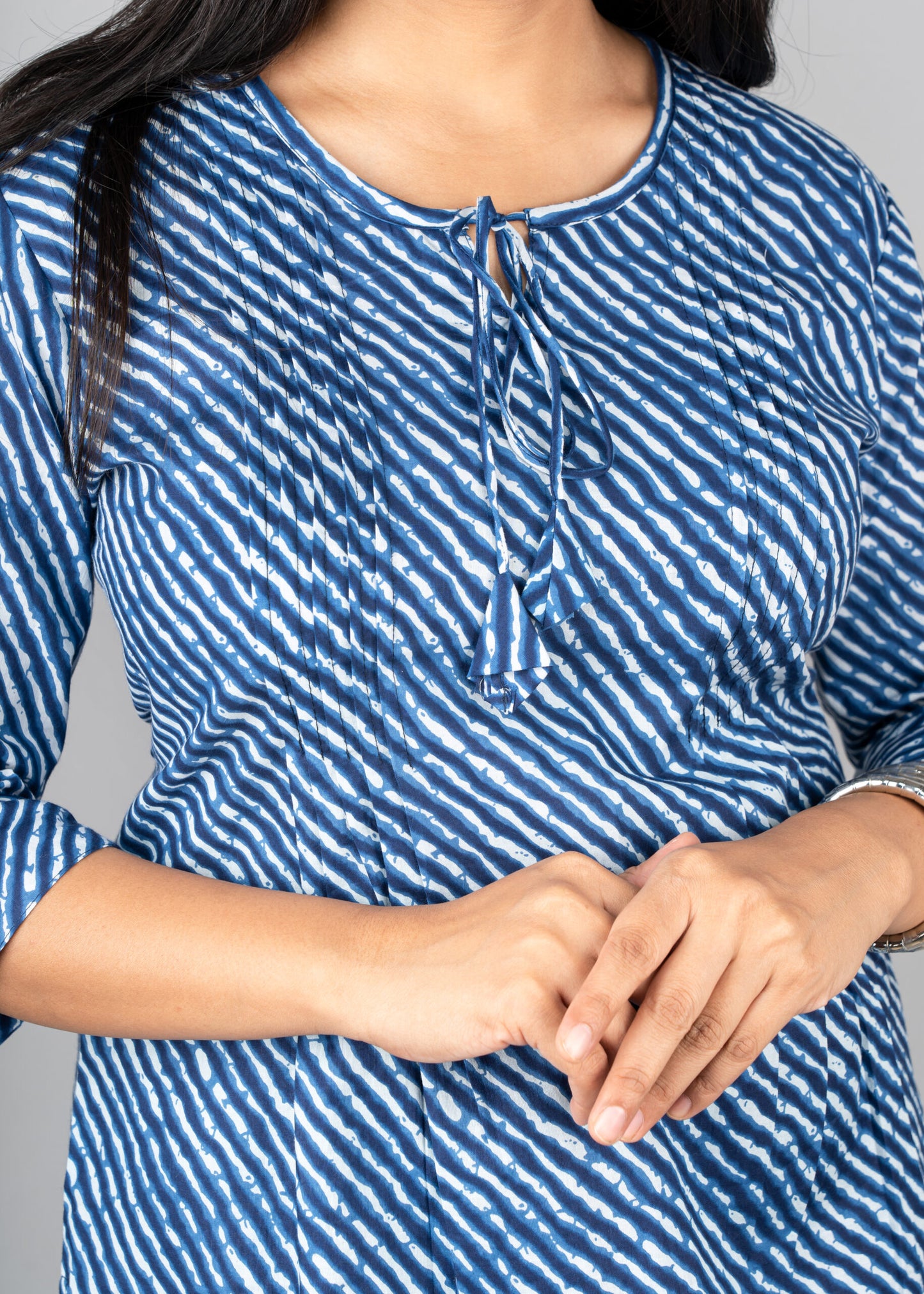 Blue lehriya pintex short kurta