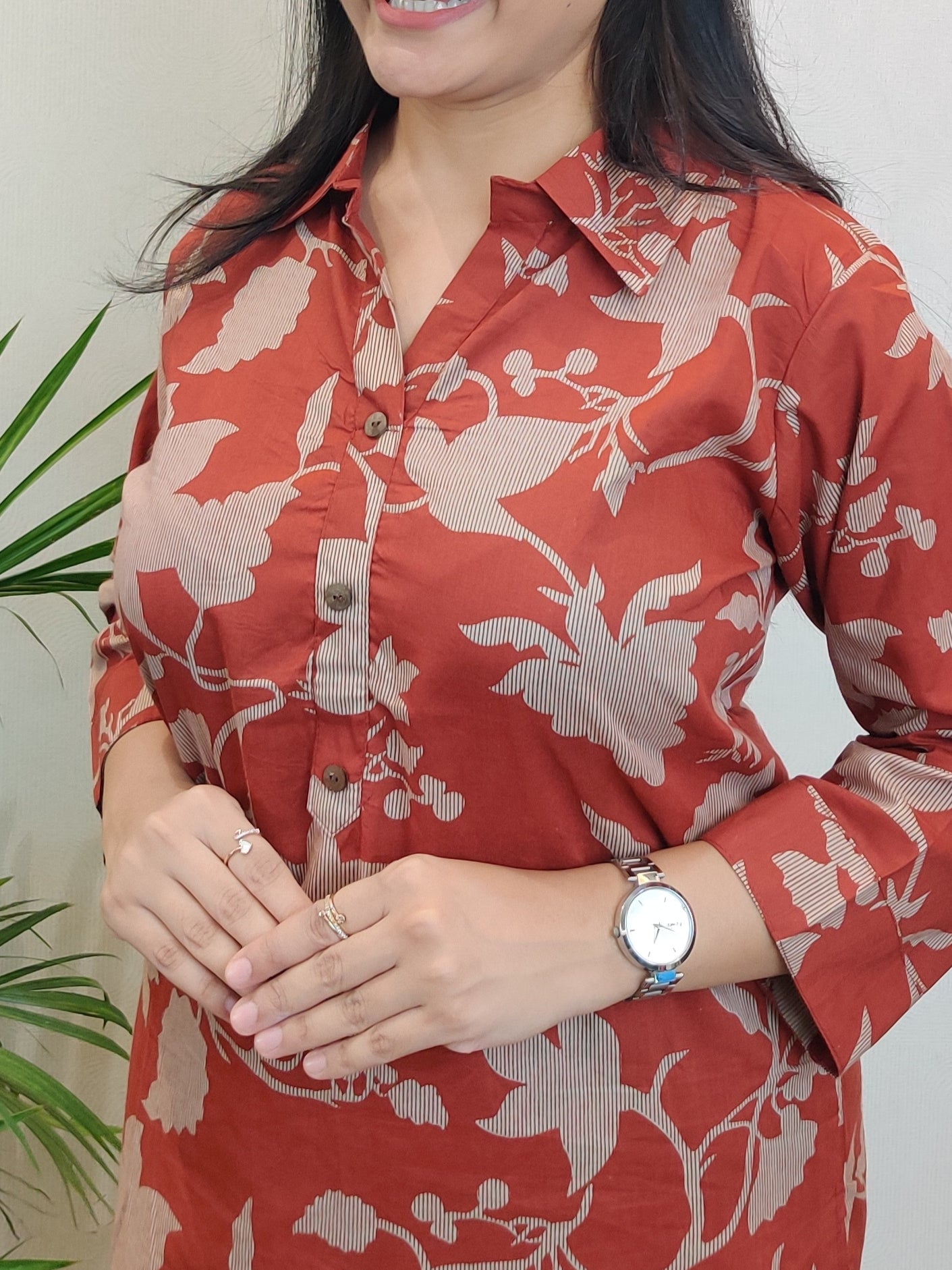 Brick Red Floral Co-ord Set