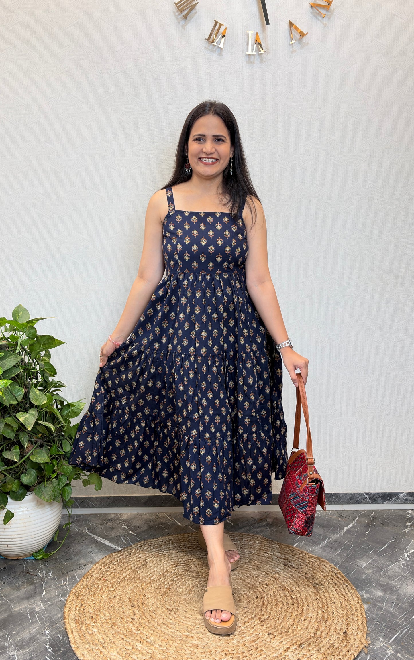 "Chaahat" Floral Cotton Dress with Printed Jacket