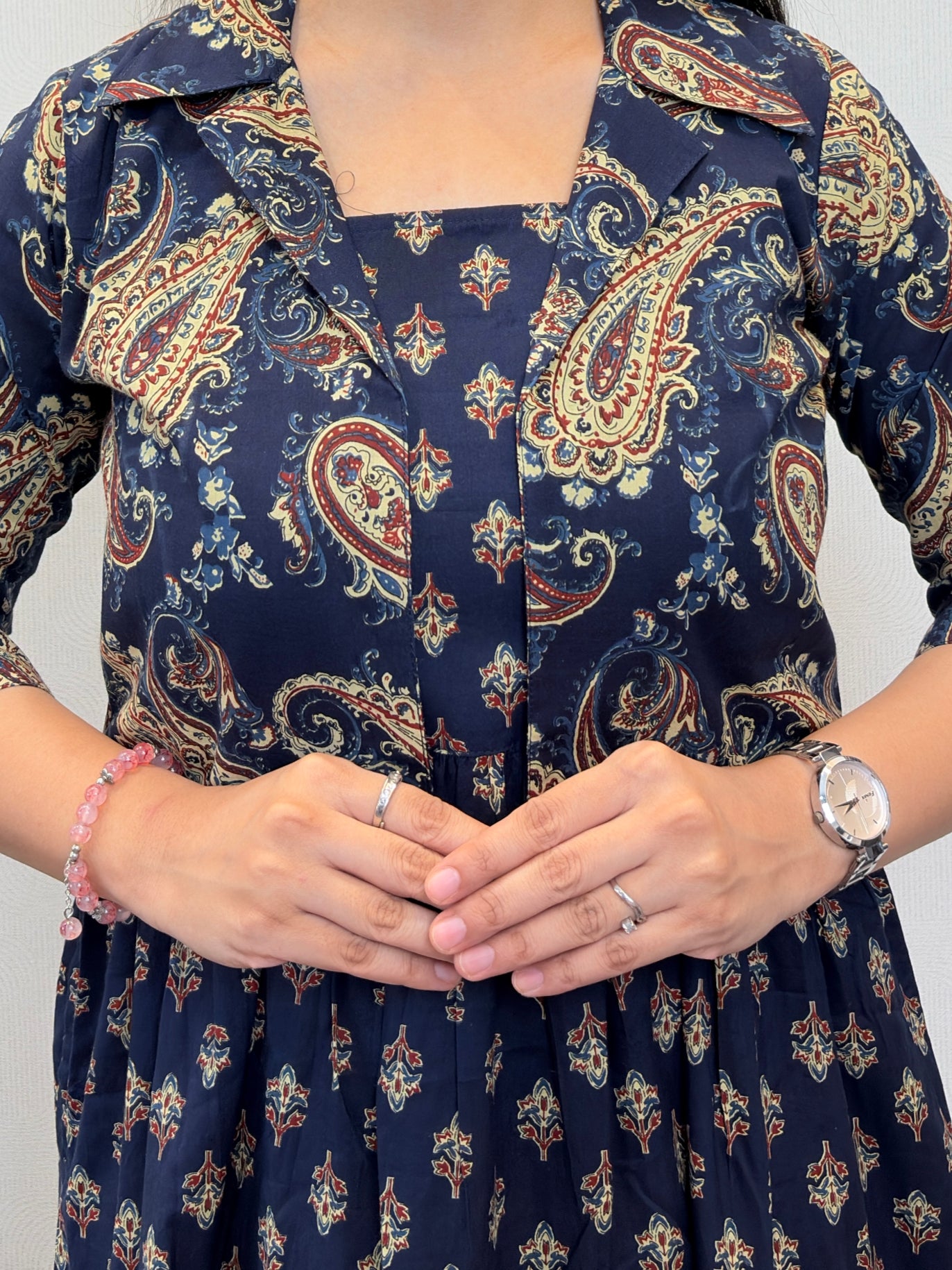 "Chaahat" Floral Cotton Dress with Printed Jacket