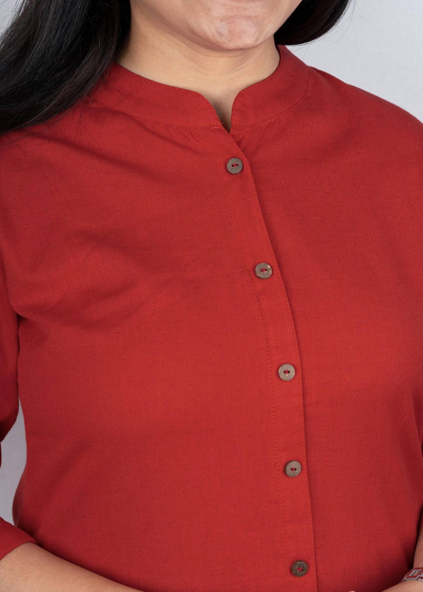 Crimson Red solid colour short kurta