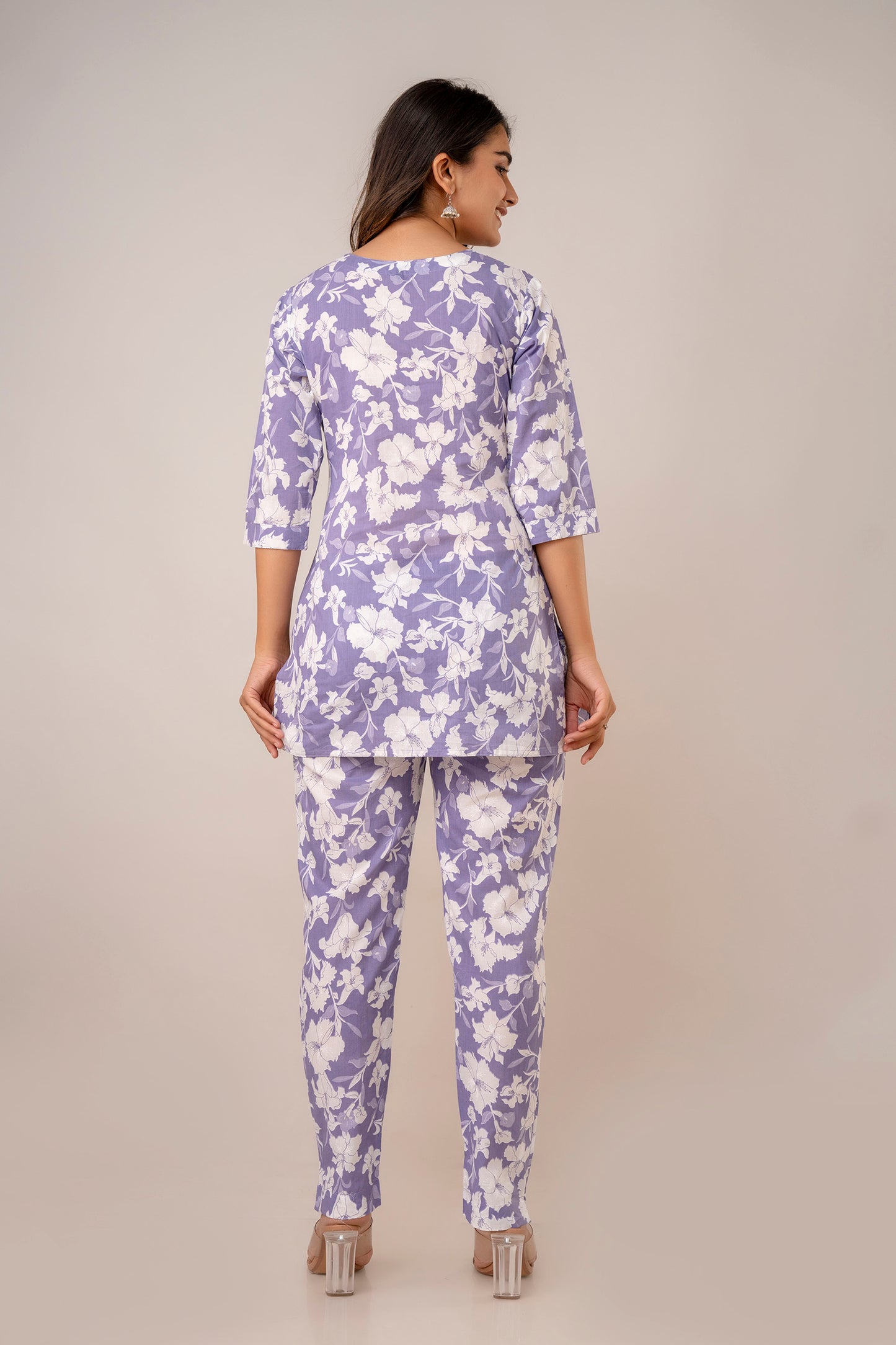 Lavender pure cotton floral co-ord set