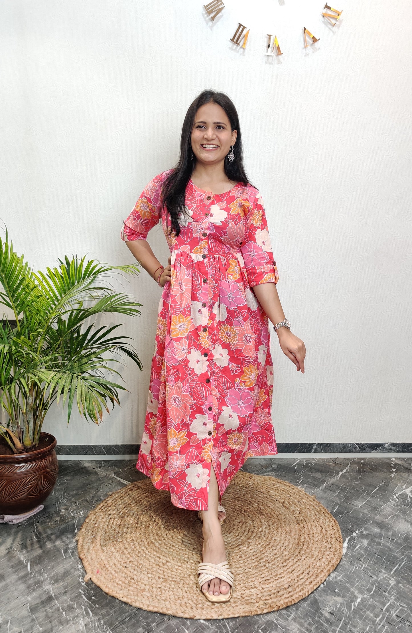 "Ekaja" Floral Pure Cotton Summer Dress