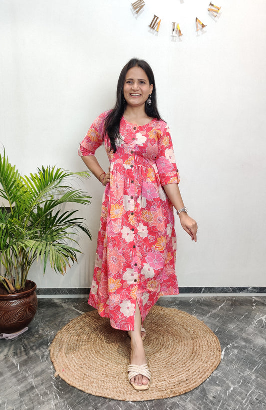 "Ekaja" Floral Pure Cotton Summer Dress