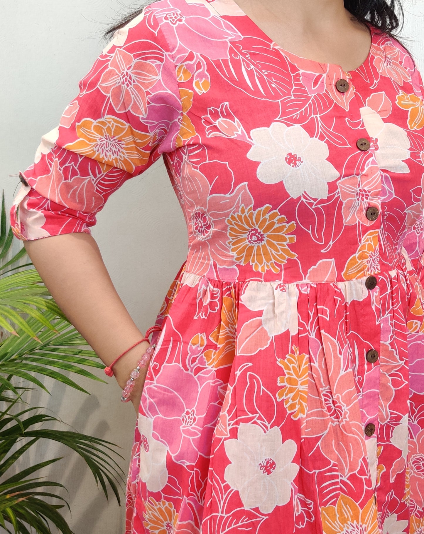 "Ekaja" Floral Pure Cotton Summer Dress