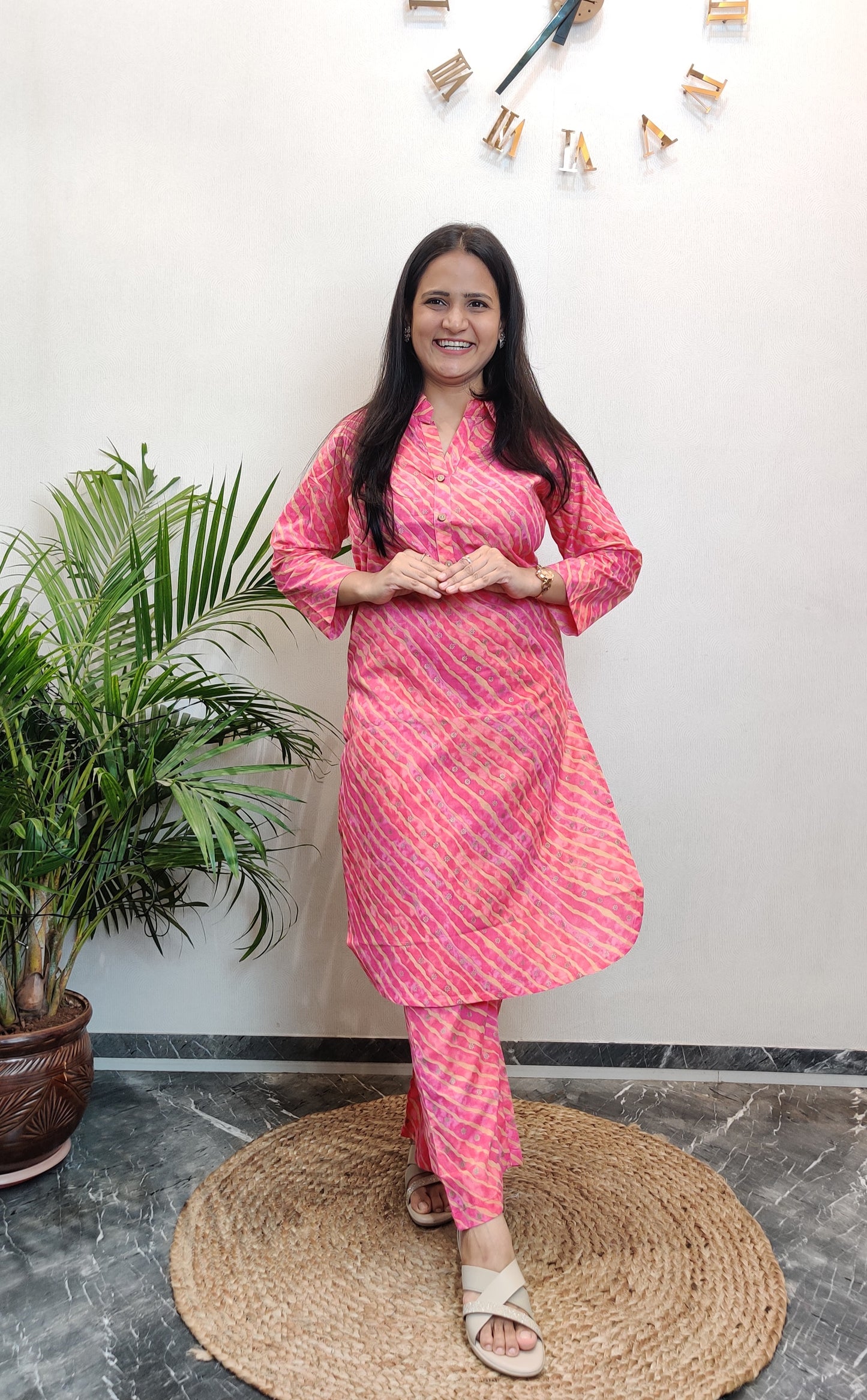 Festive Pink Lehriya Co-ord Set