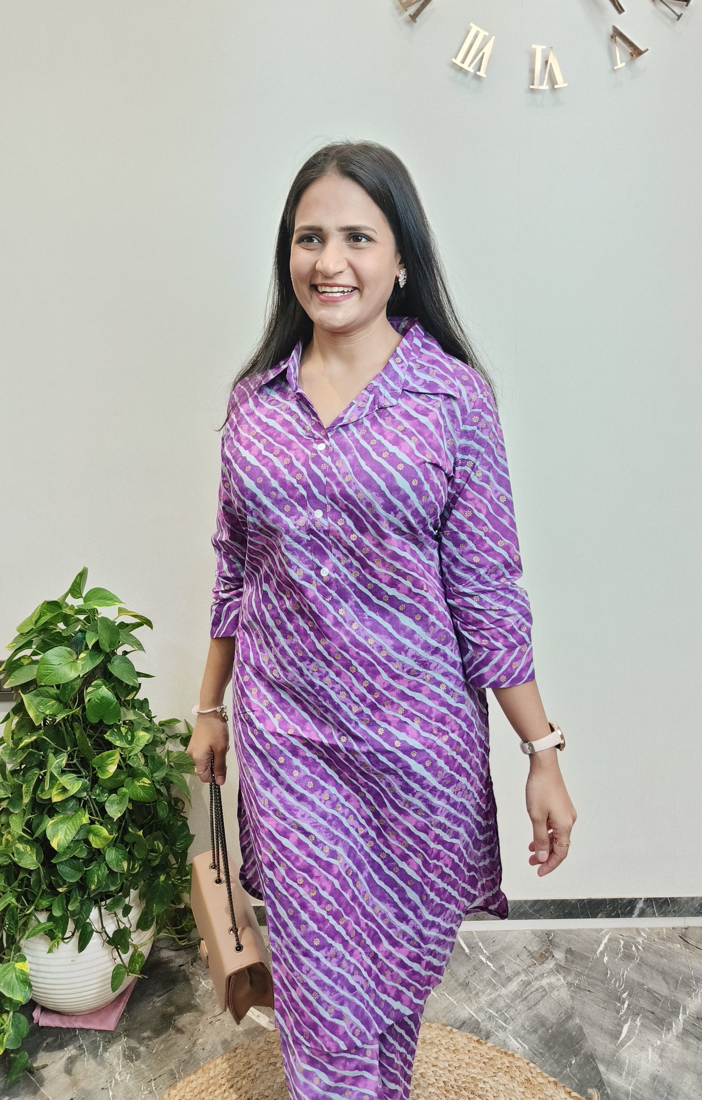 Festive Purple Lehriya Co-ord Set