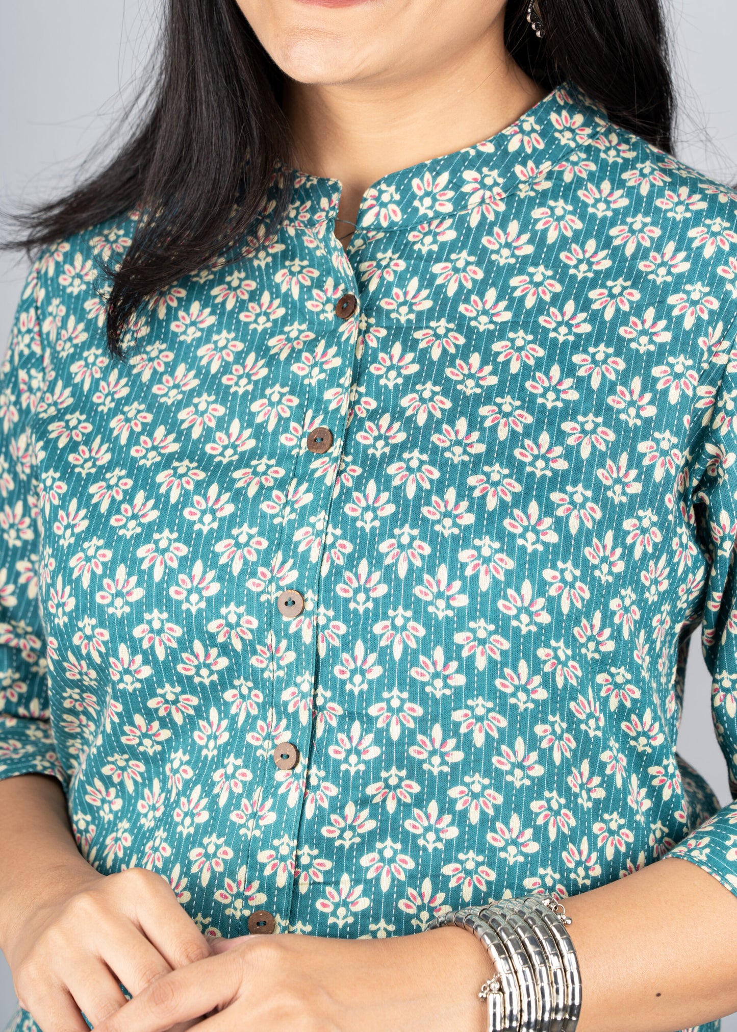 Floral Kantha Print A-line Short Kurta