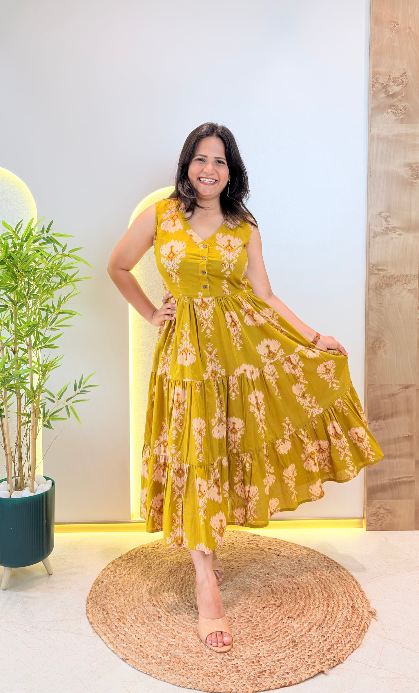 "Gargi" Ikat Print Pure Cotton Dress