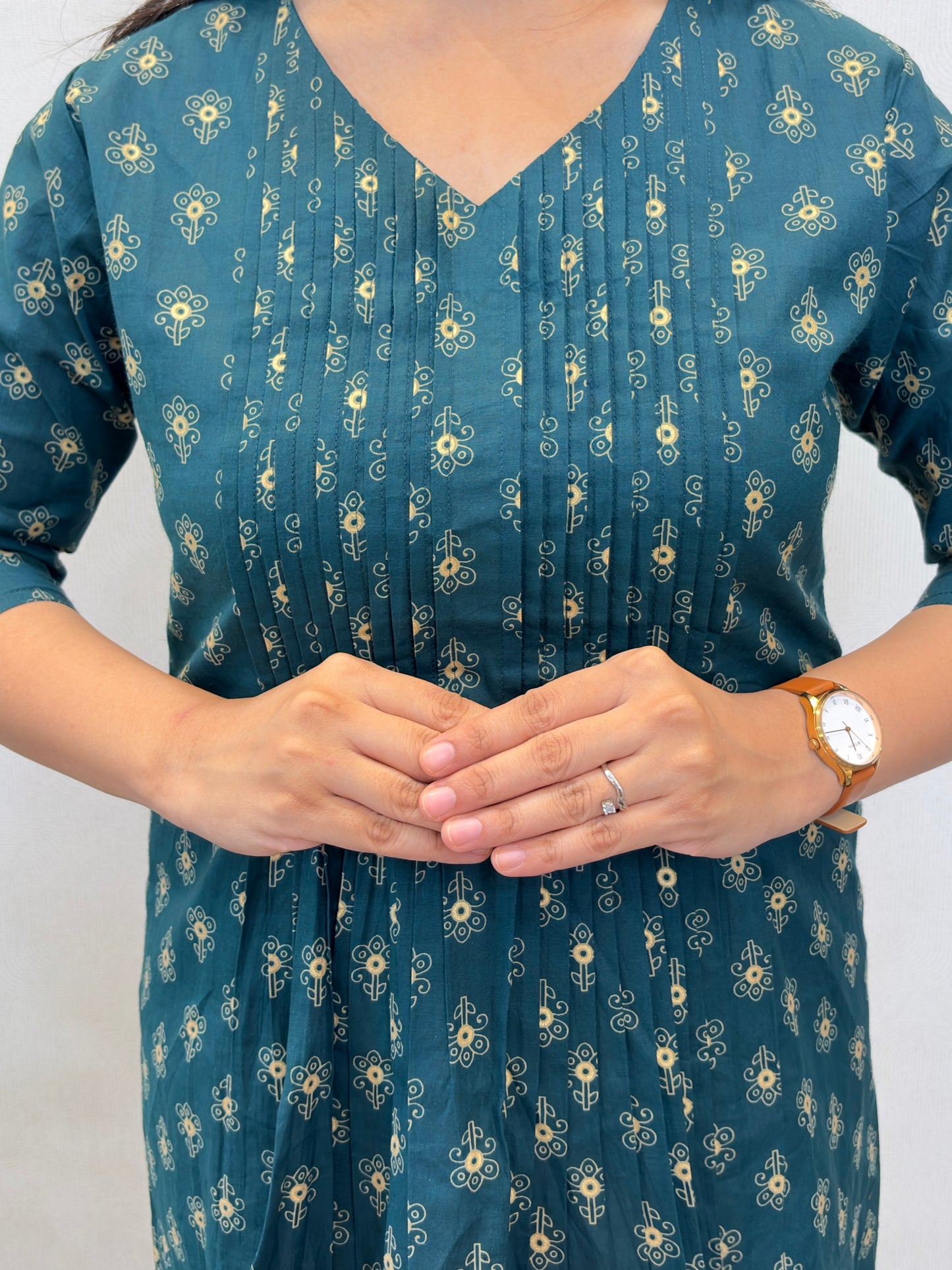 Gold Motifs Printed Pintex Short Kurta