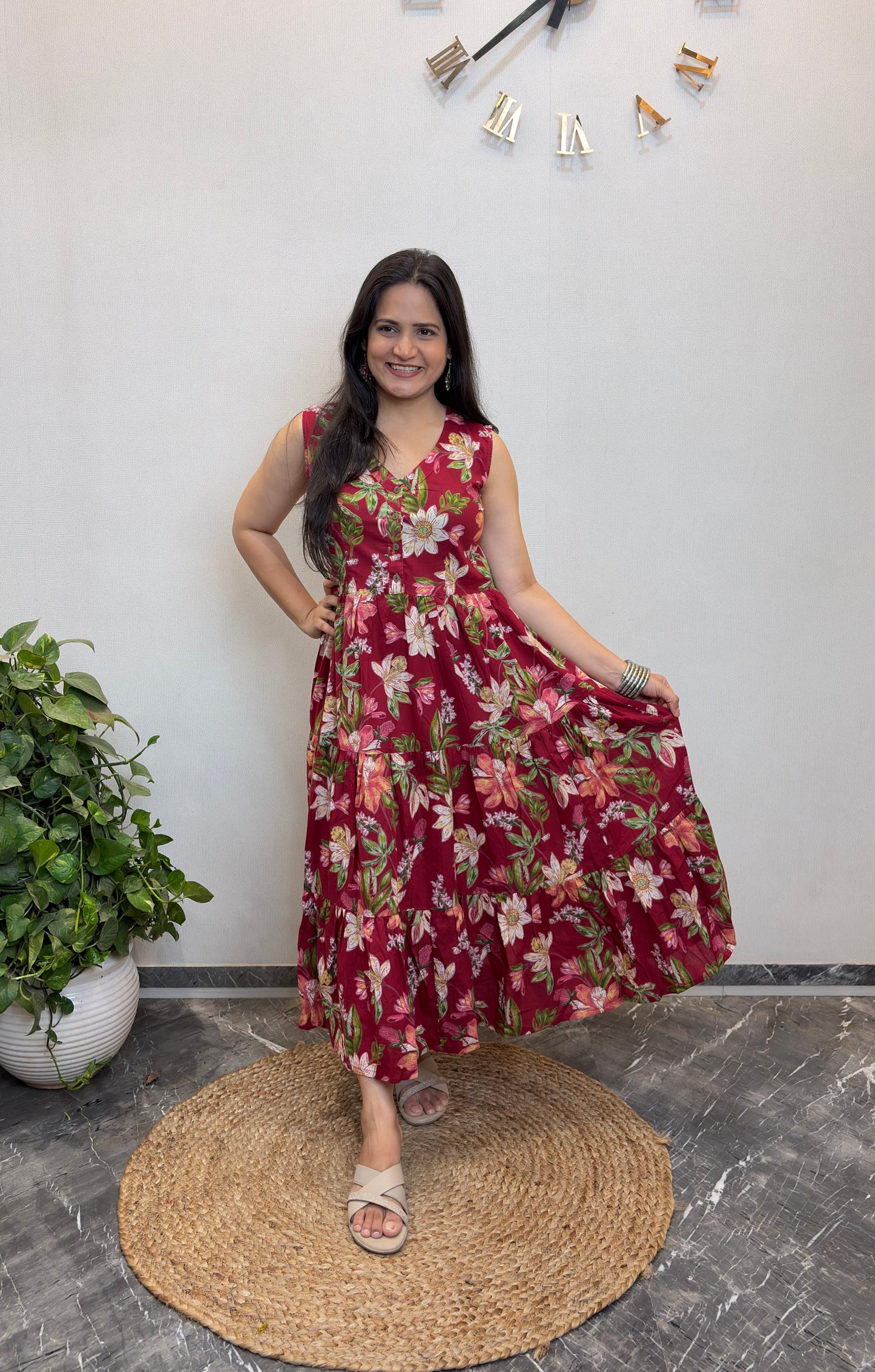 "Harleen" Floral Pure Cotton Summer Dress