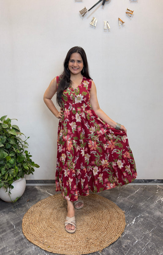 "Harleen" Floral Pure Cotton Summer Dress
