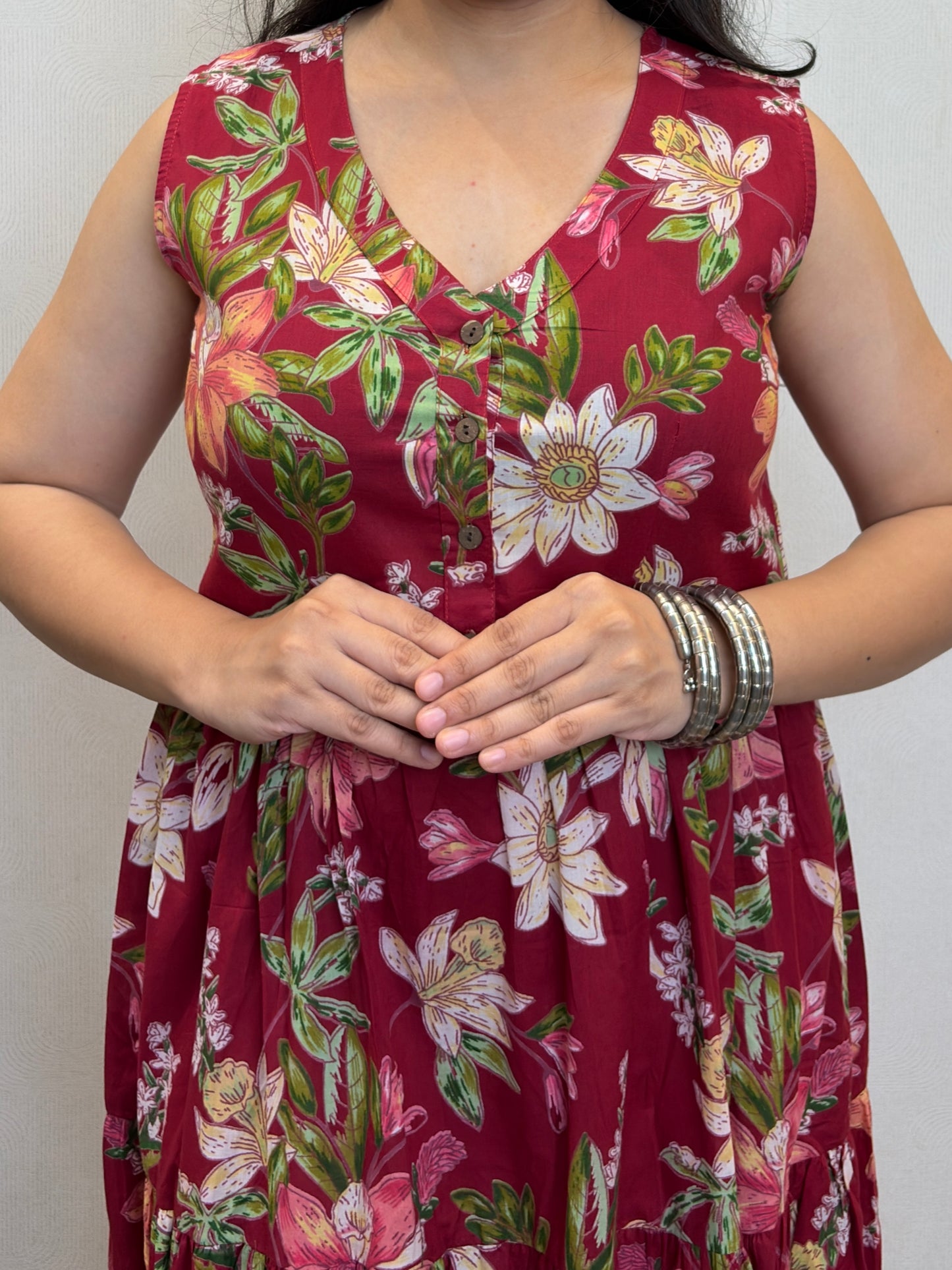 "Harleen" Floral Pure Cotton Summer Dress