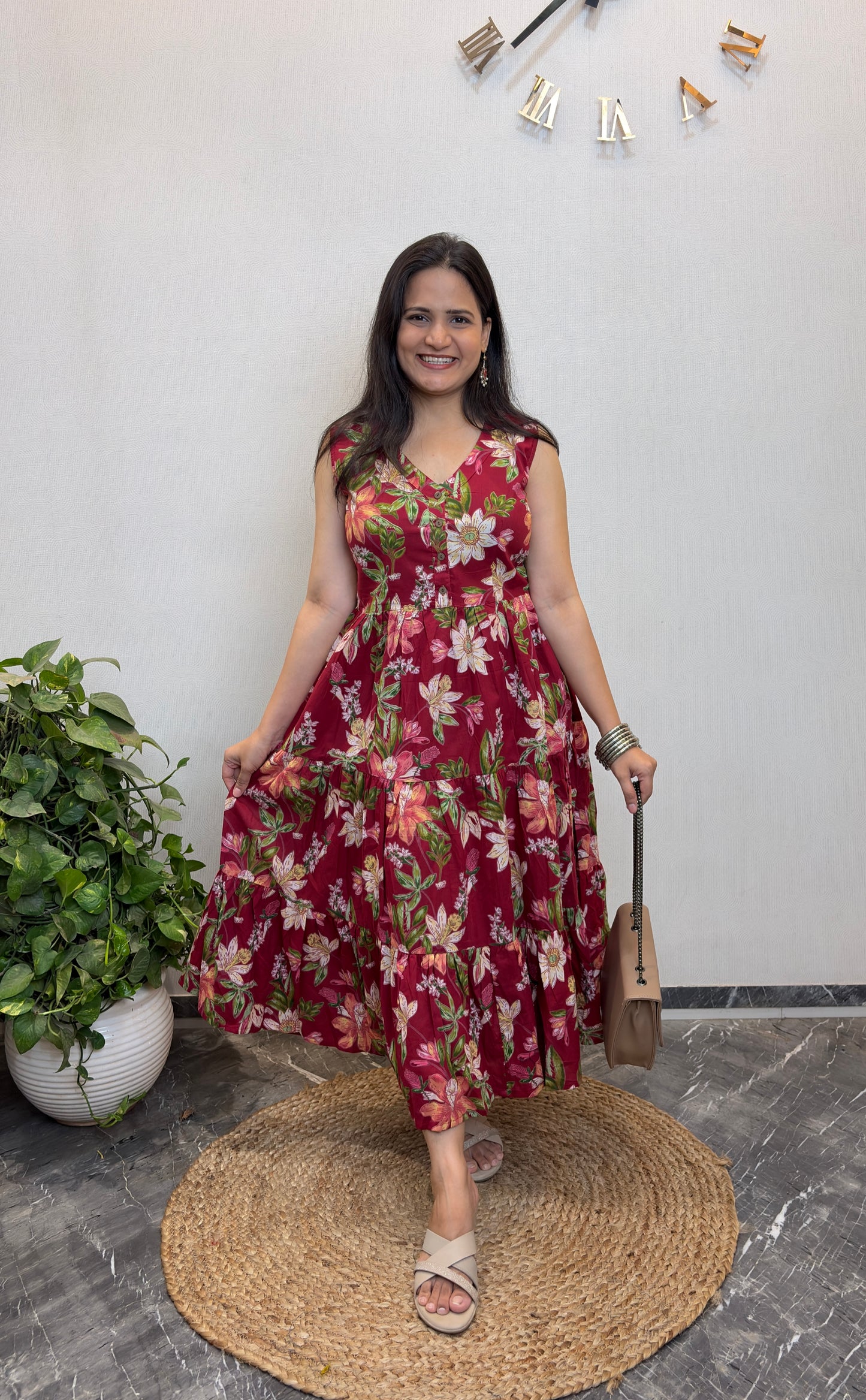 "Harleen" Floral Pure Cotton Summer Dress