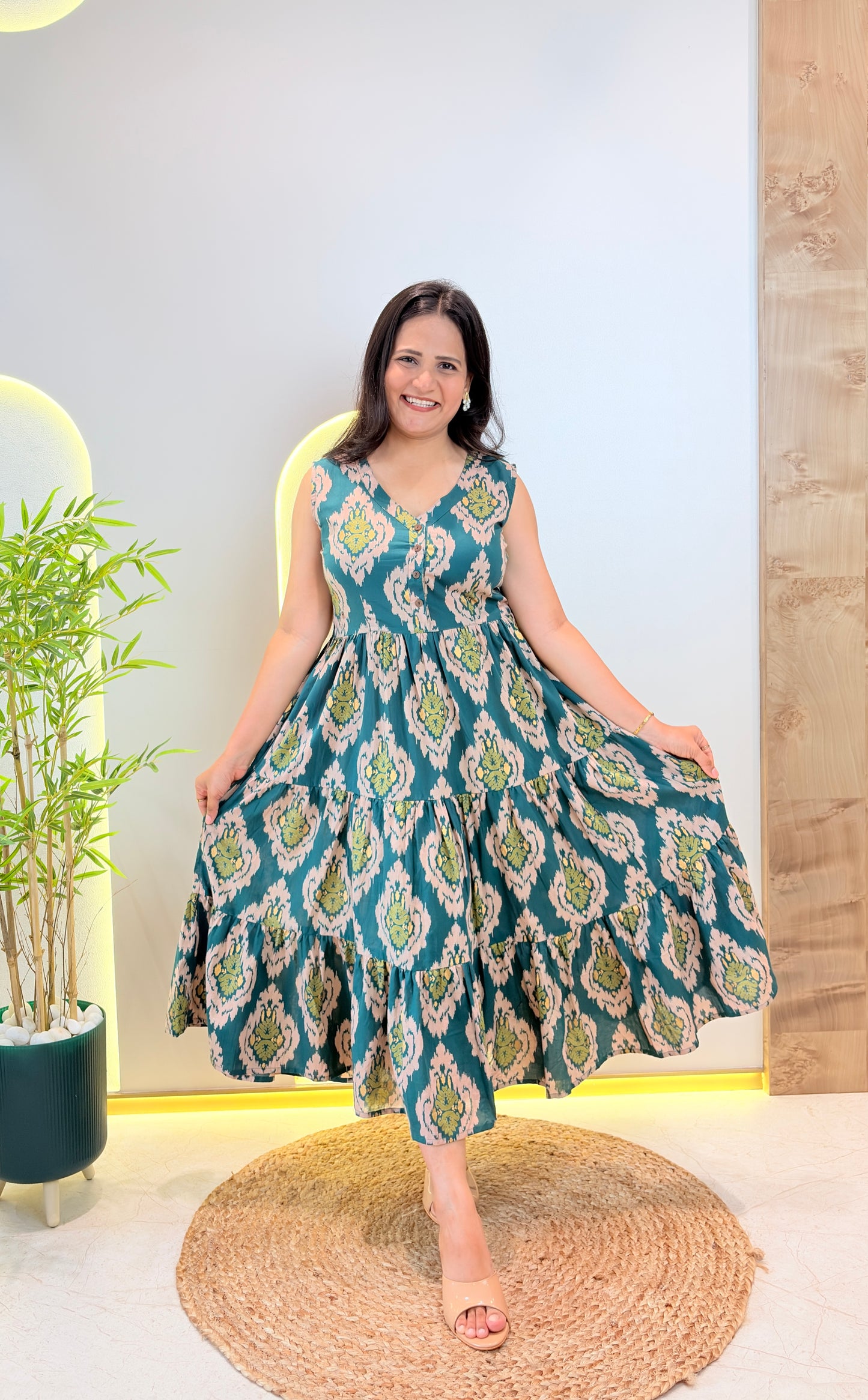 "Heer" Ikat Print Pure Cotton Dress