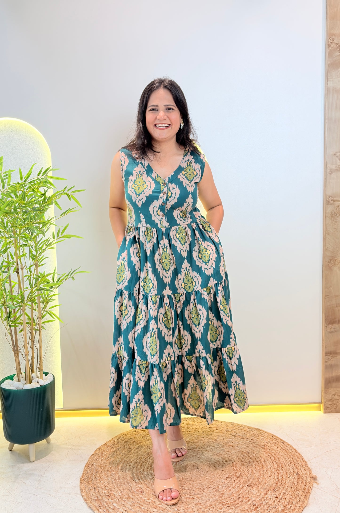 "Heer" Ikat Print Pure Cotton Dress