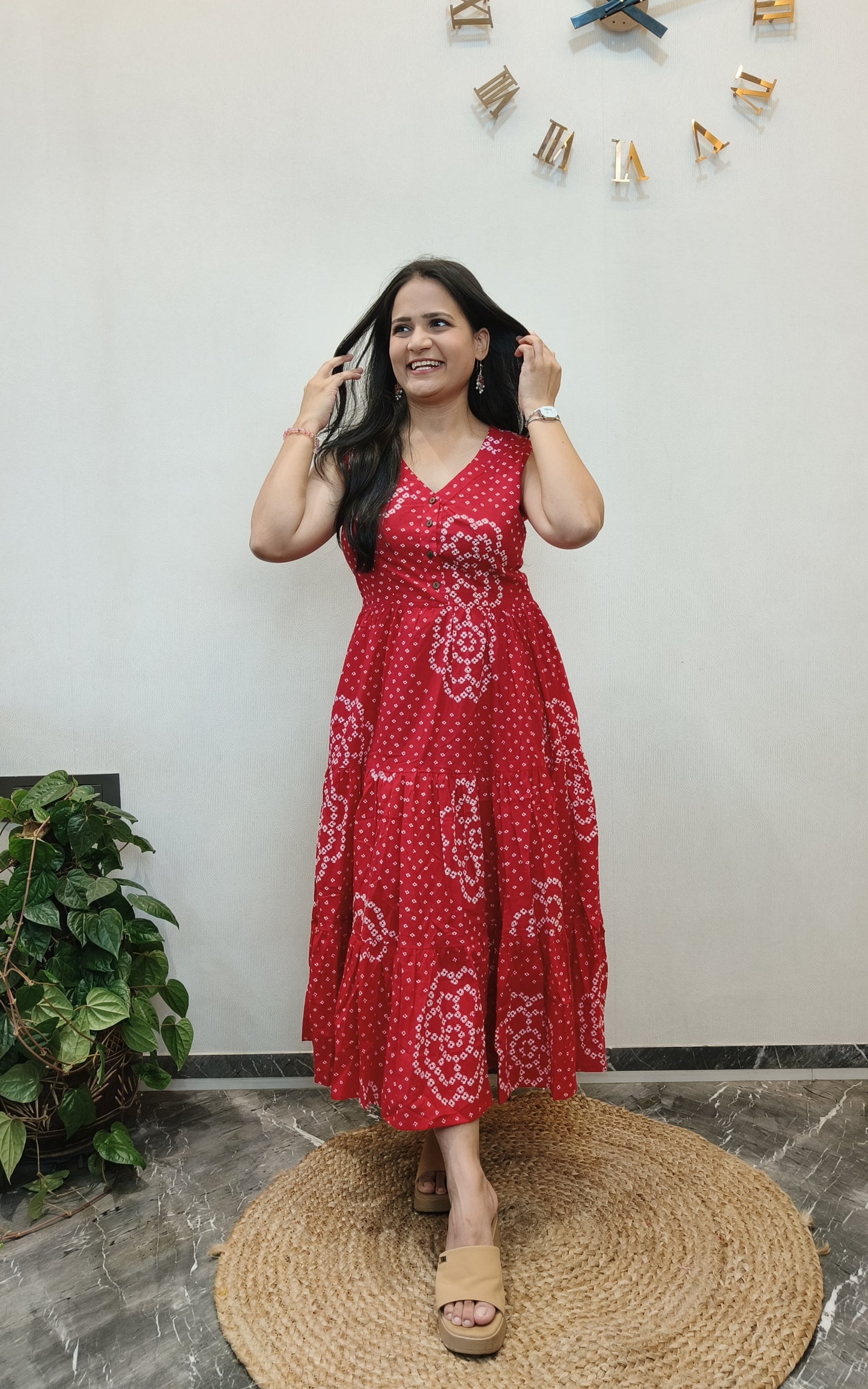 "Hrida" Bandhej Summer Pure Cotton Dress