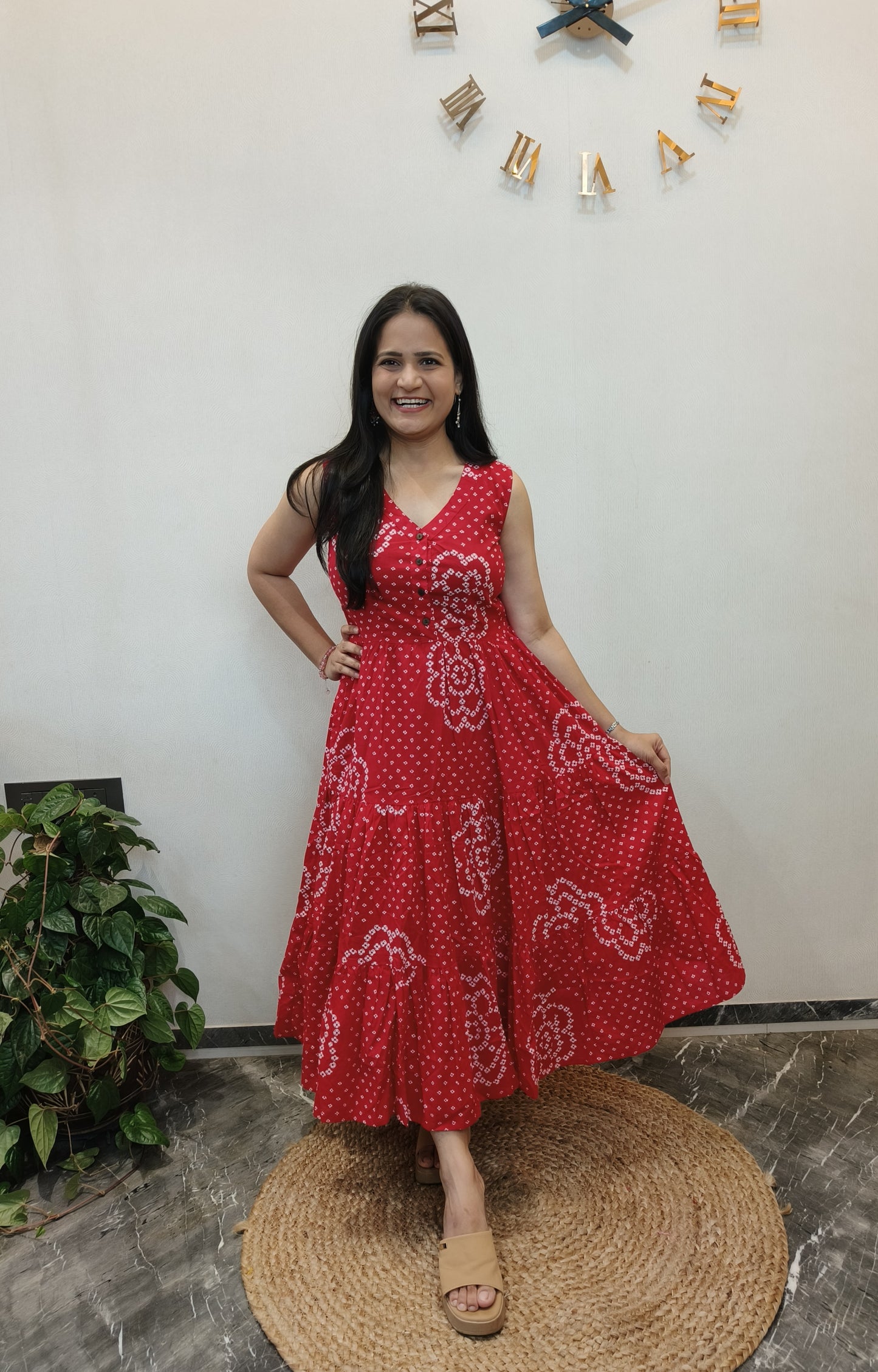 "Hrida" Bandhej Summer Pure Cotton Dress